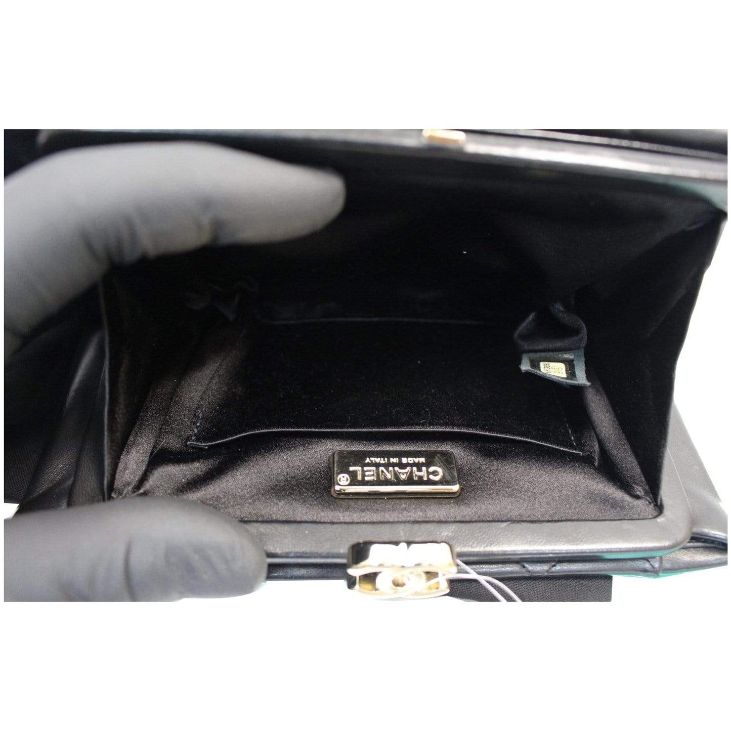 CHANEL Timeless CC Lock Lambskin Leather Clutch Bag Black - 25% OFF