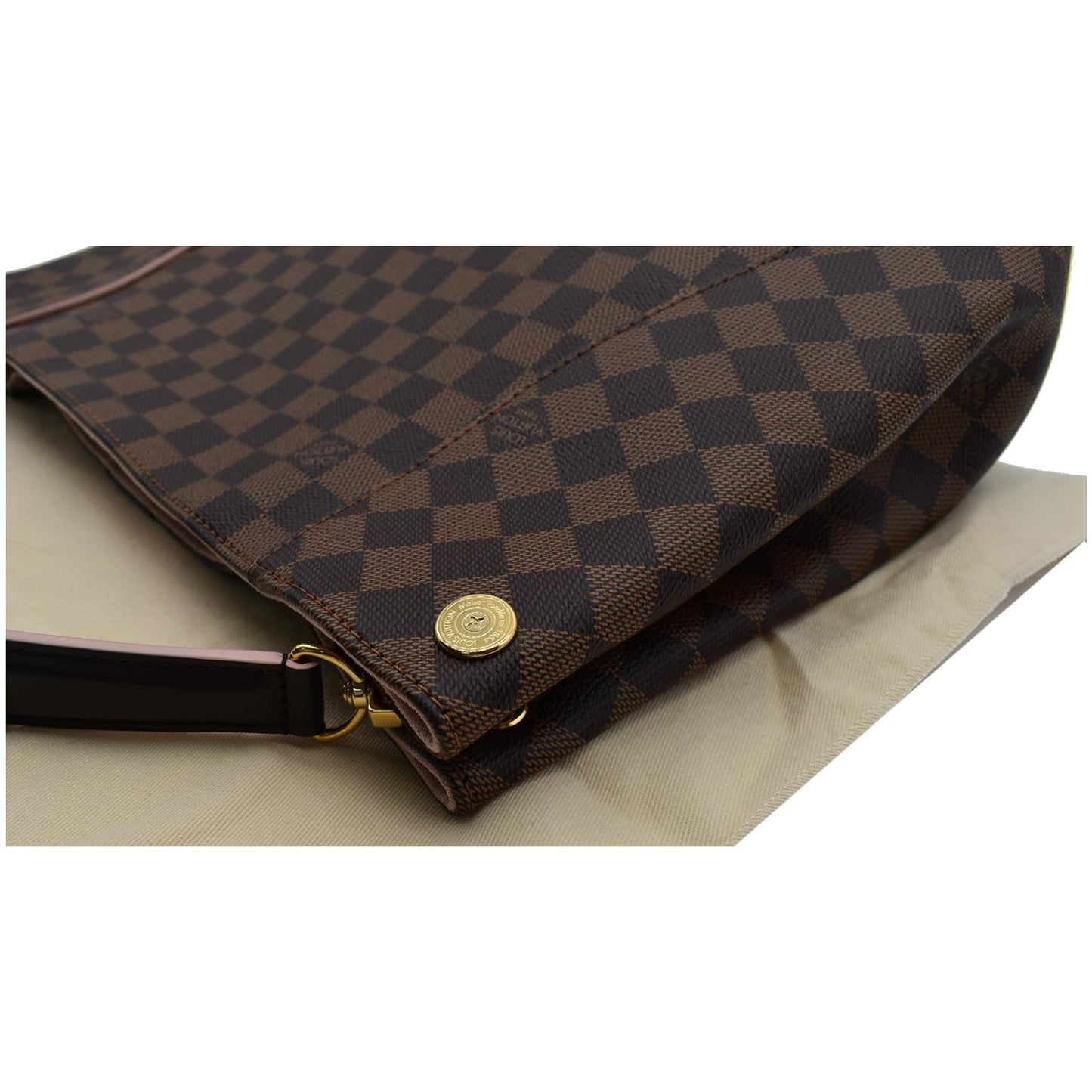 LOUIS VUITTON Caissa Damier Ebene Hobo Bag Rose Ballerine