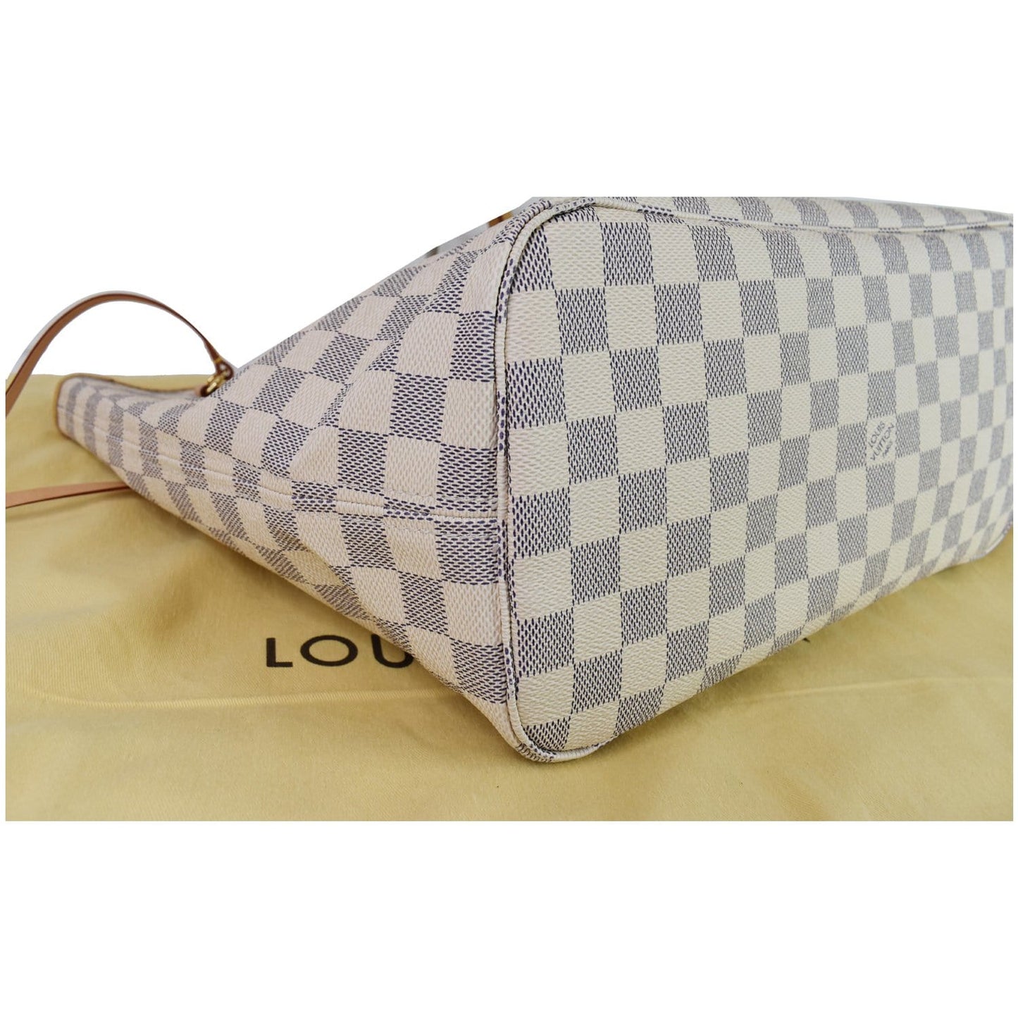 LOUIS VUITTON Neverfull MM Damier Azur Tote Shoulder Bag White