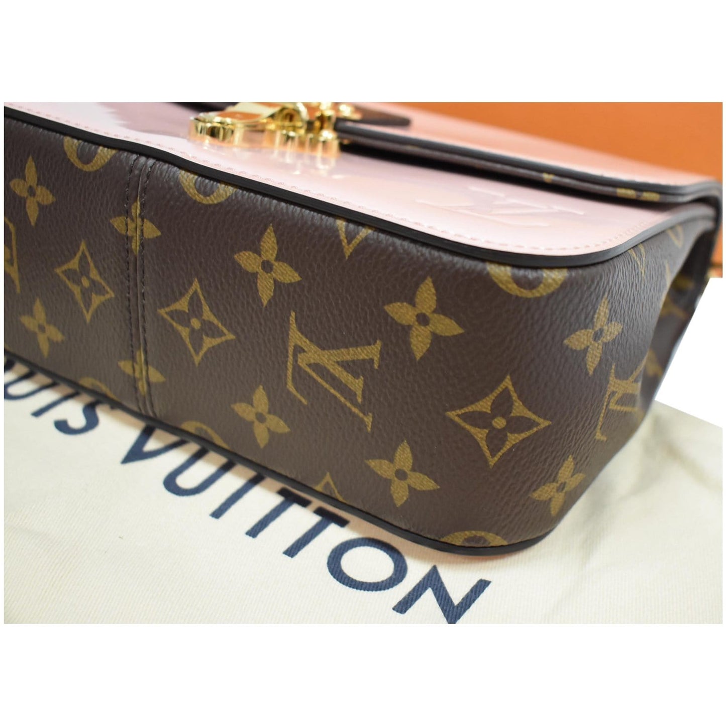 LOUIS VUITTON Cherrywood BB Patent Leather Shoulder Bag Rose Ballerine