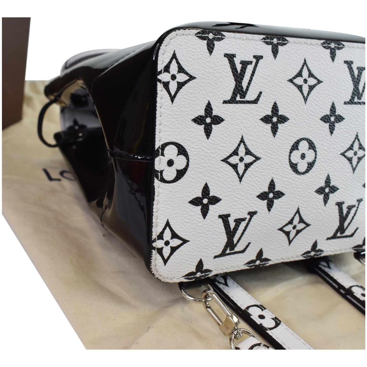 LOUIS VUITTON Hot Springs Monogram Vernis Leather Backpack Black/White