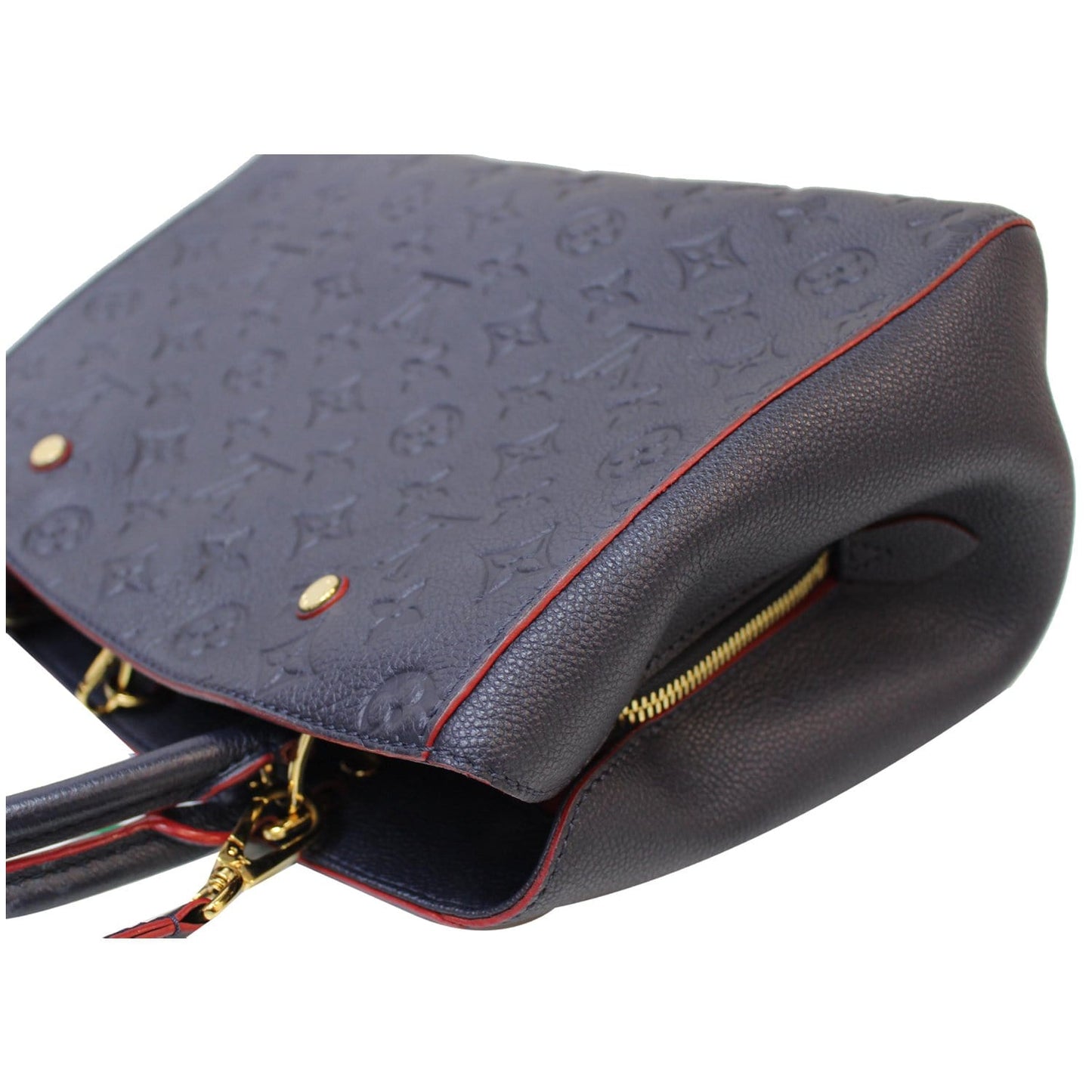 LOUIS VUITTON Montaigne MM Monogram Empreinte Shoulder Bag Blue