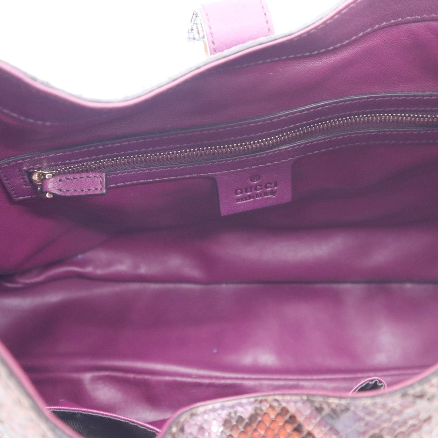GUCCI Jackie Medium Python Shoulder Bag Purple 277520