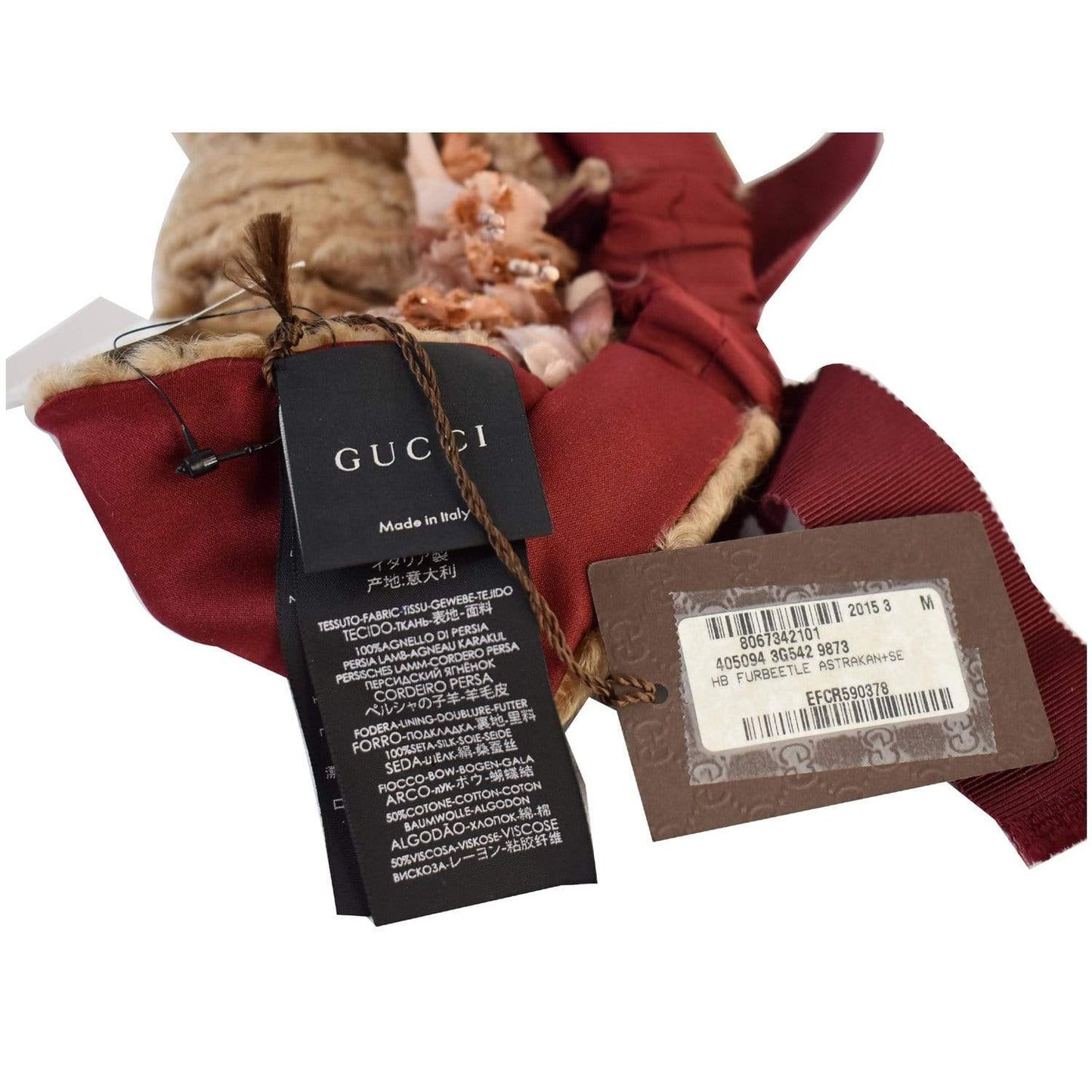 GUCCI Fur Beetle Headband Beige