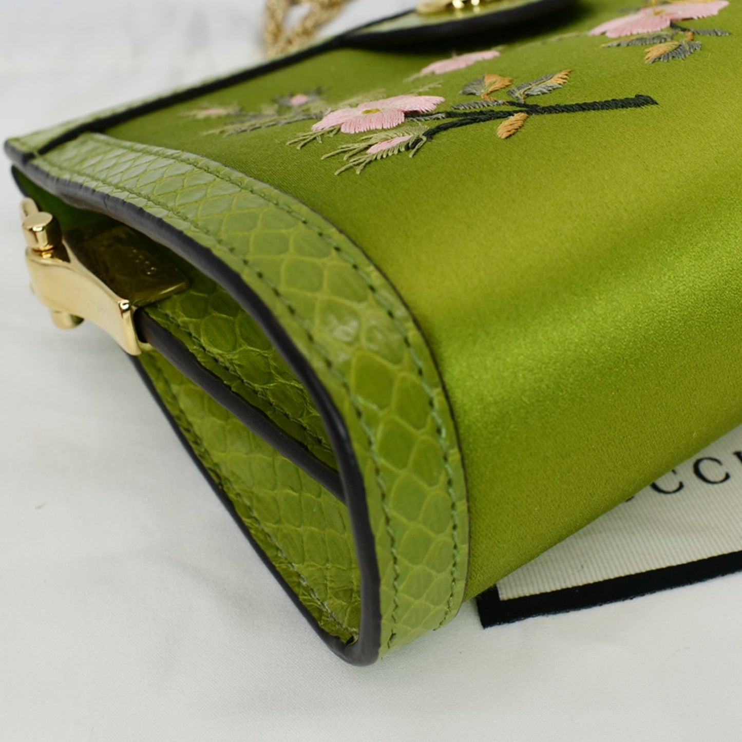 GUCCI Ophidia Silk Embroidered Floral Mini Shoulder Bag Green  - Hot Deals