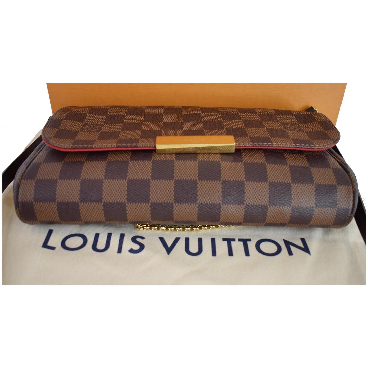 LOUIS VUITTON Favorite MM Damier Ebene Crossbody Bag Brown