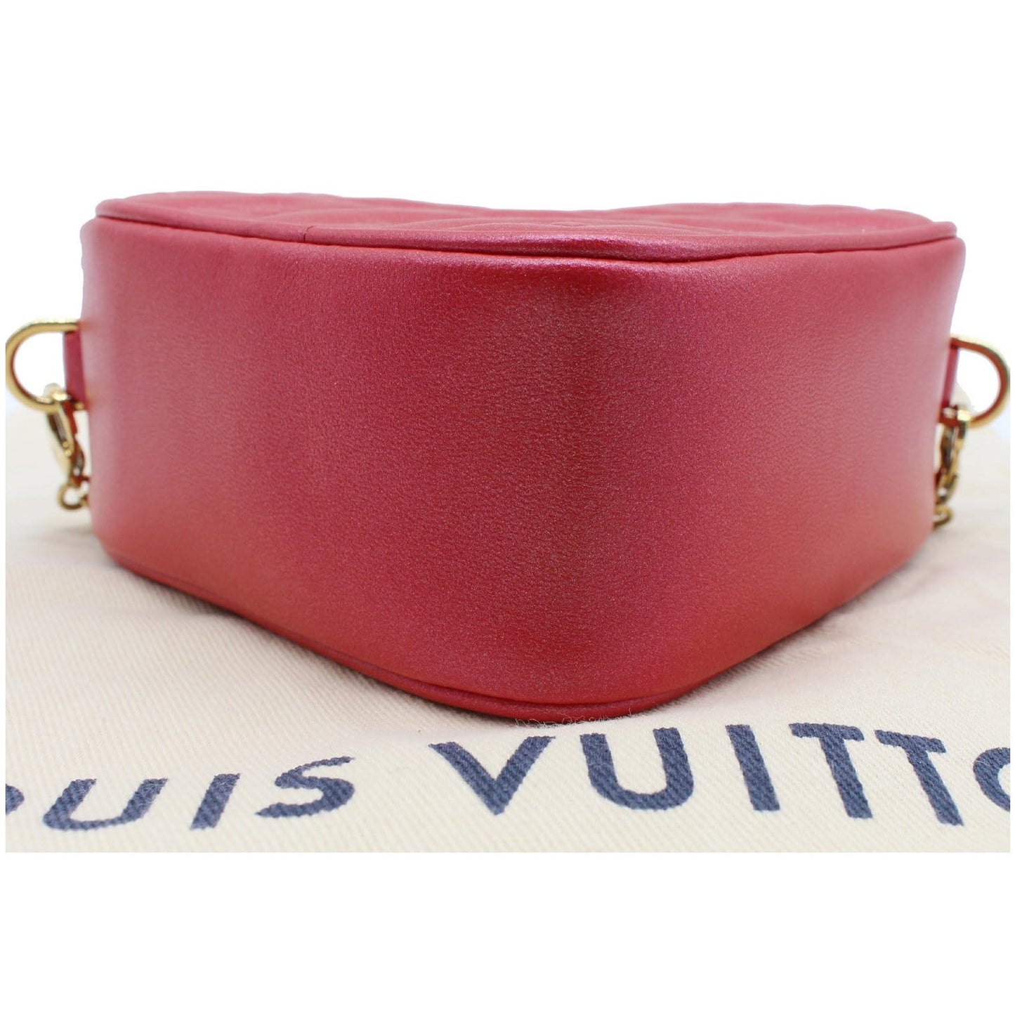 LOUIS VUITTON Heart on Chain Monogram Embossed Crossbody Bag Red - Final Sale