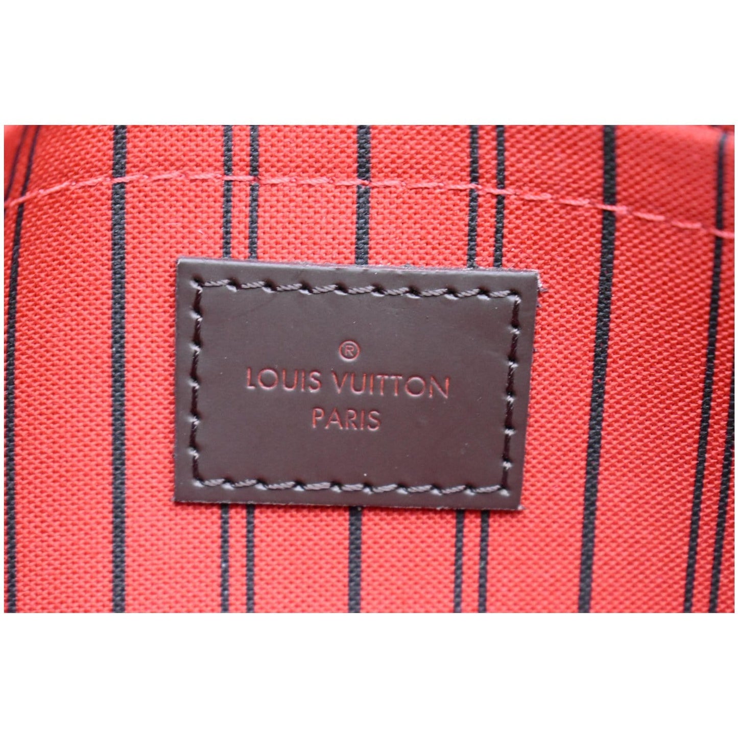 LOUIS VUITTON Neverfull MM Damier Ebene Pochette Wristlet Pouch Brown