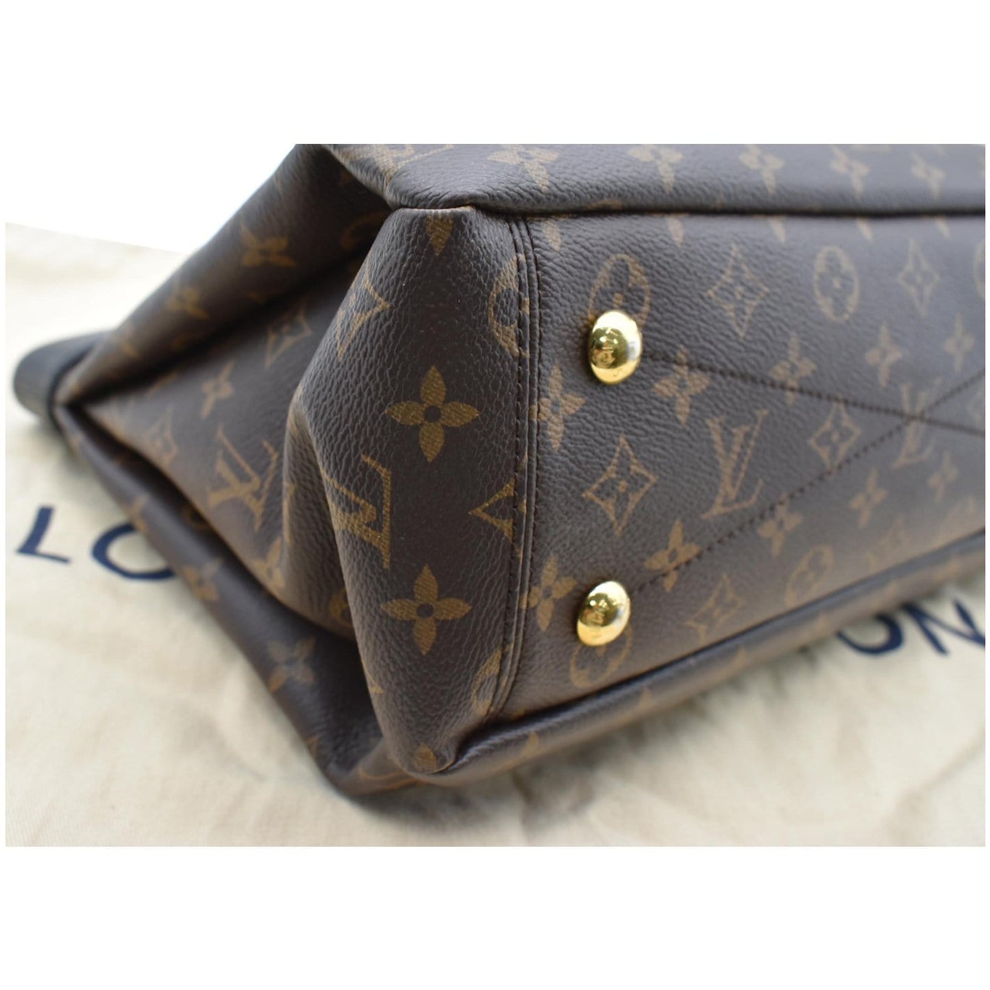 LOUIS VUITTON Pallas Chain Monogram Canvas Shopper Bag Brown