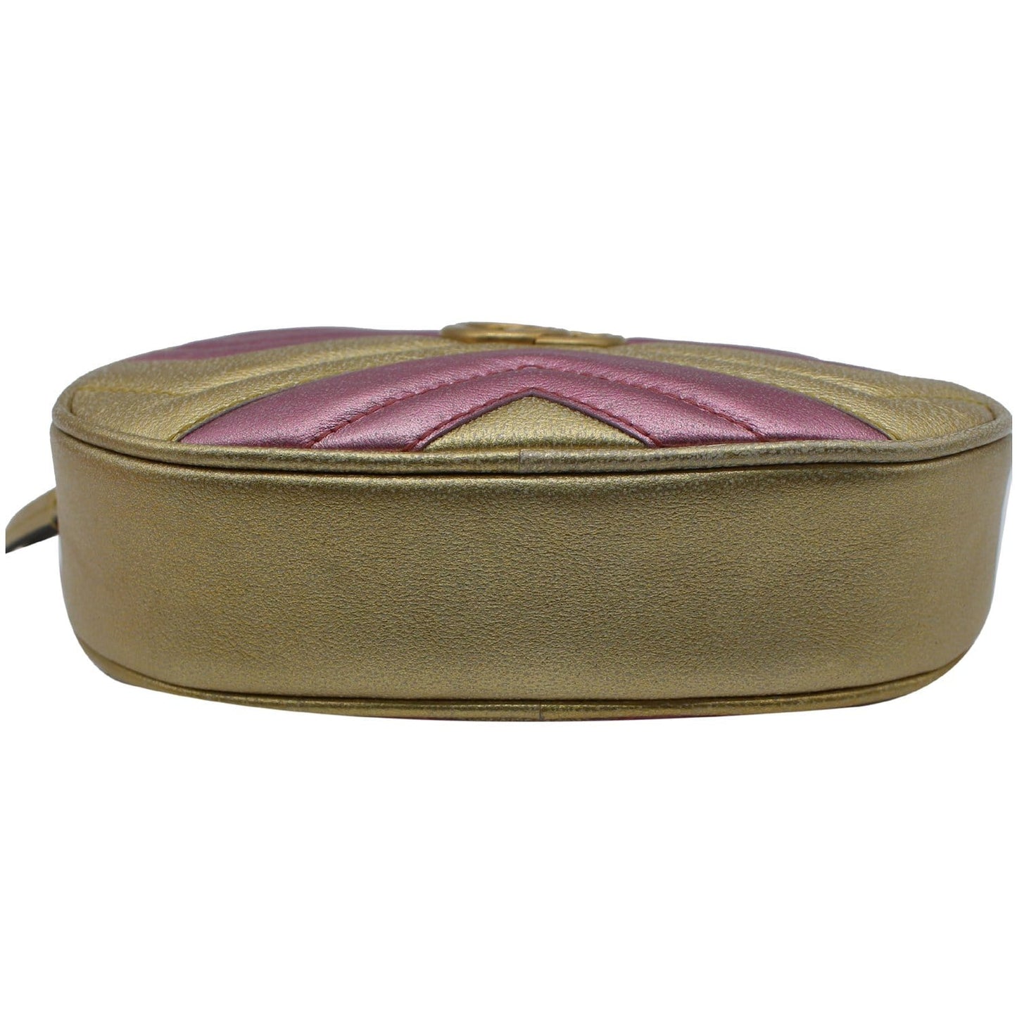 GUCCI GG Marmont Matelasse Metallic Calfskin Leather Belt Bag Gold Pink 476434 - 10% OFF