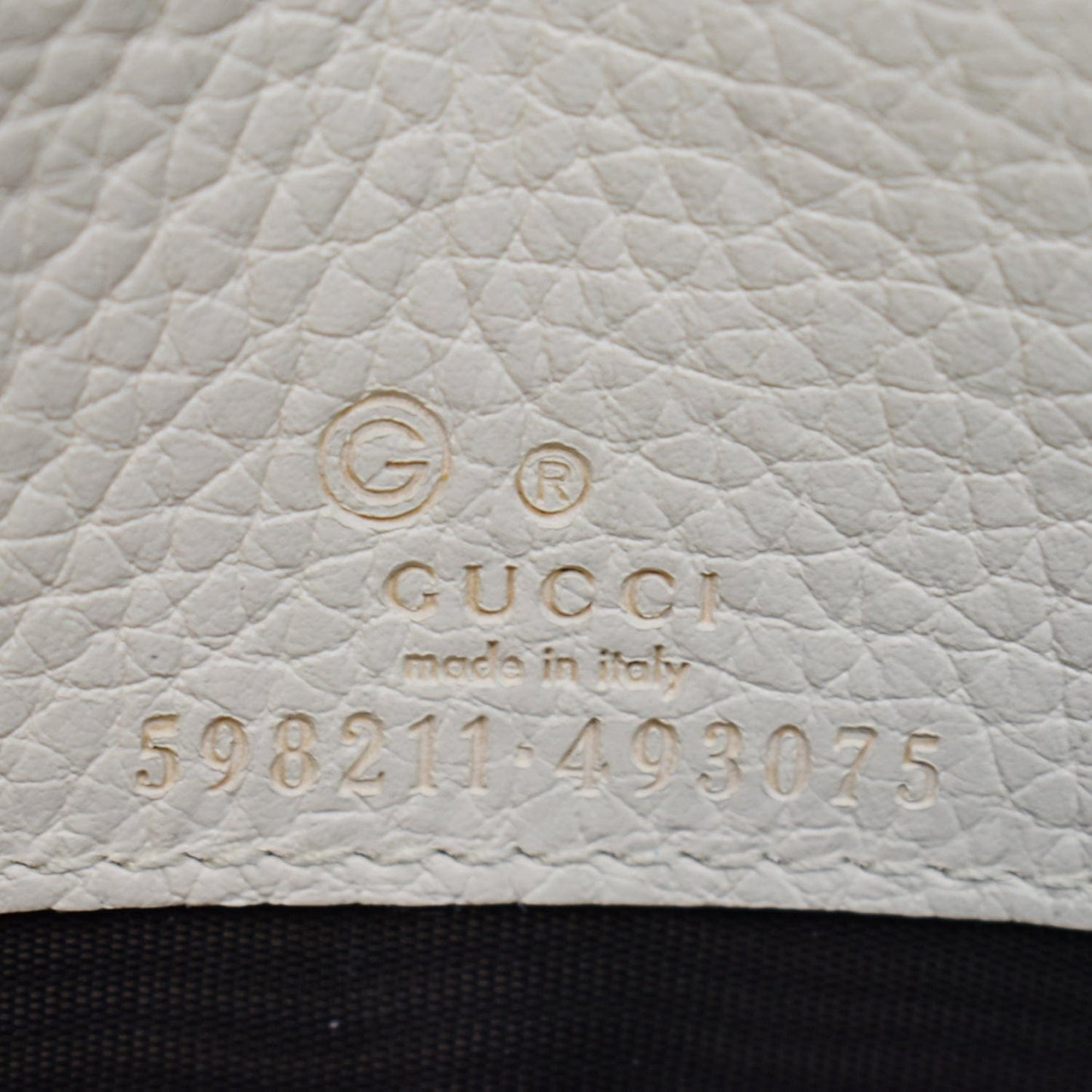 GUCCI Mini Soho Pebbled Leather Wallet On Chain Crossbody Bag Cream 598211