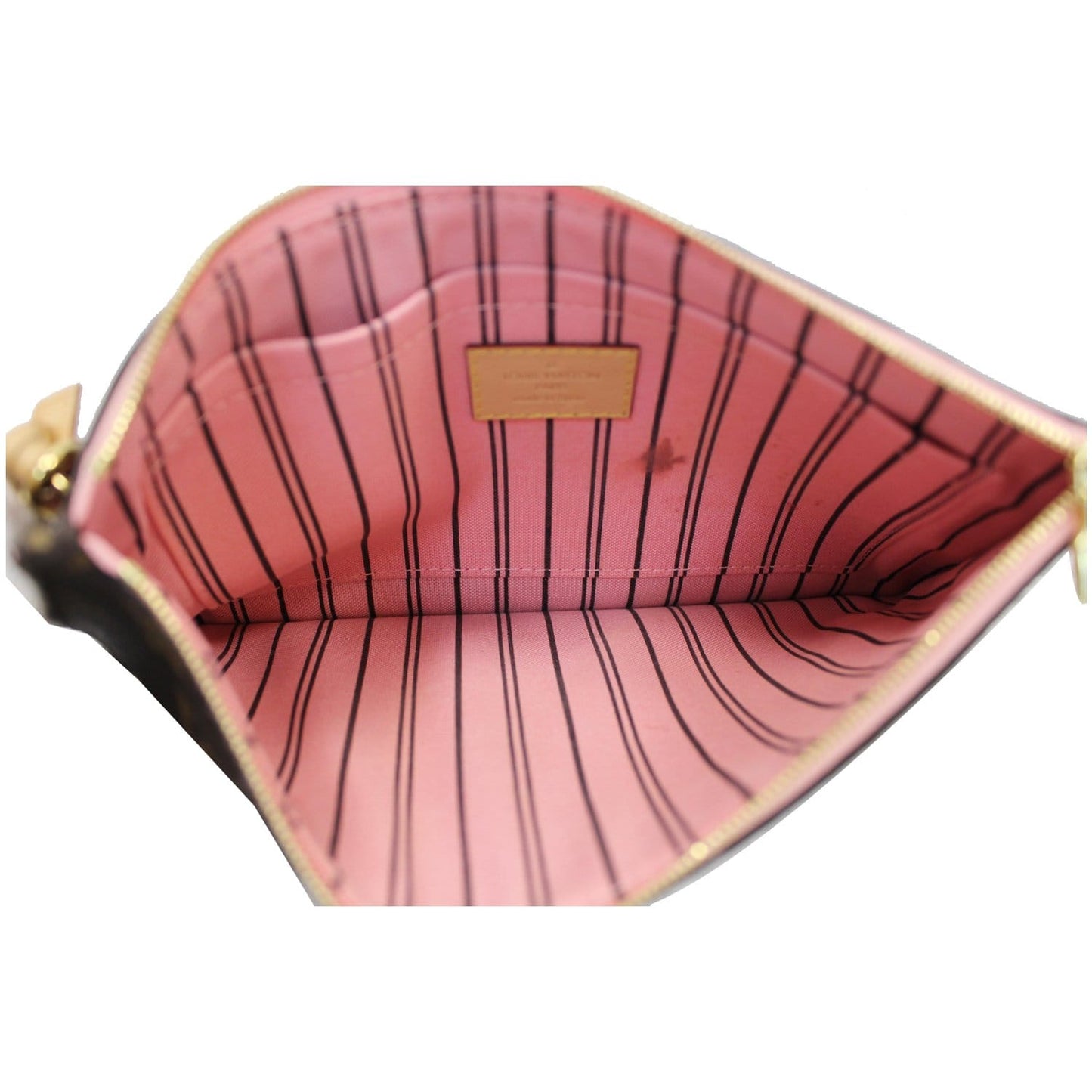 LOUIS VUITTON Pochette Wristlet Pouch Monogram Canvas Neverfull MM Rose Ballerine