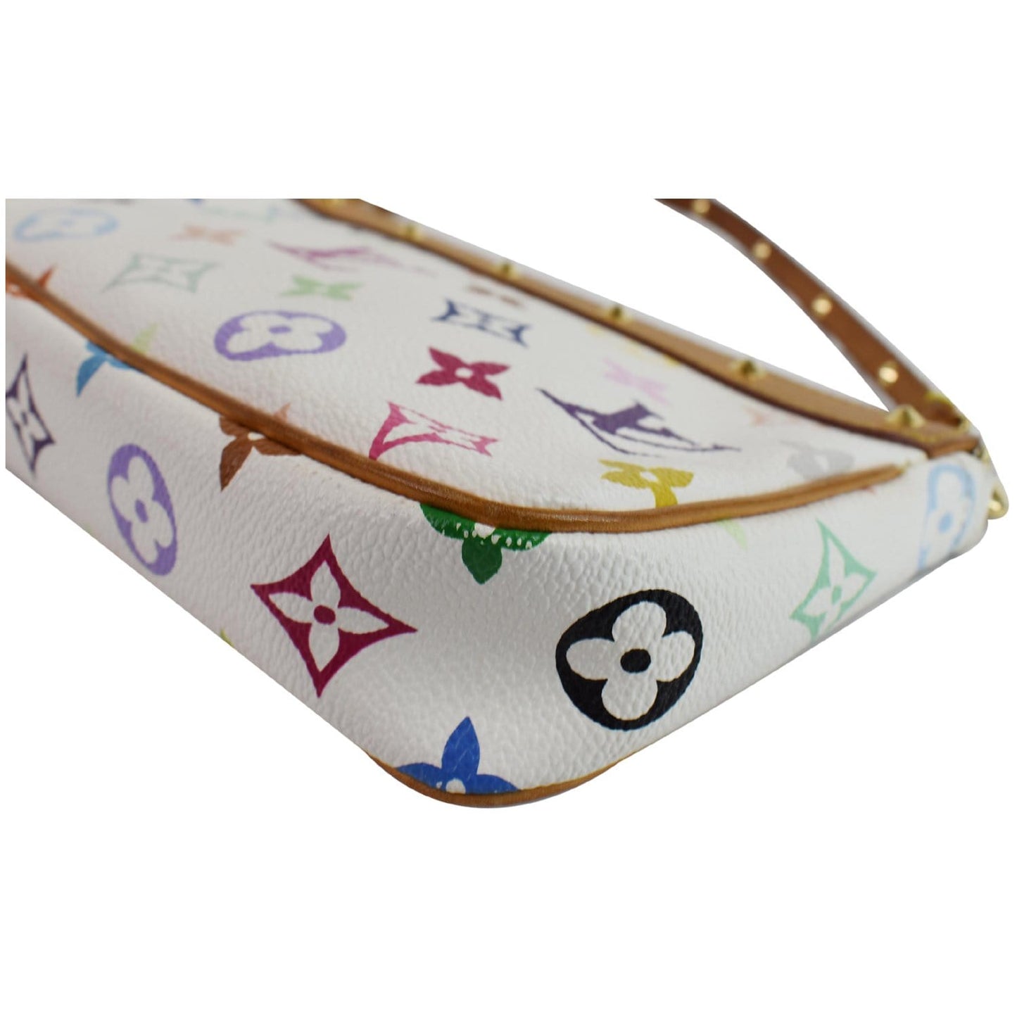 LOUIS VUITTON Pochette Accessories Multicolor Monogram Pouch White