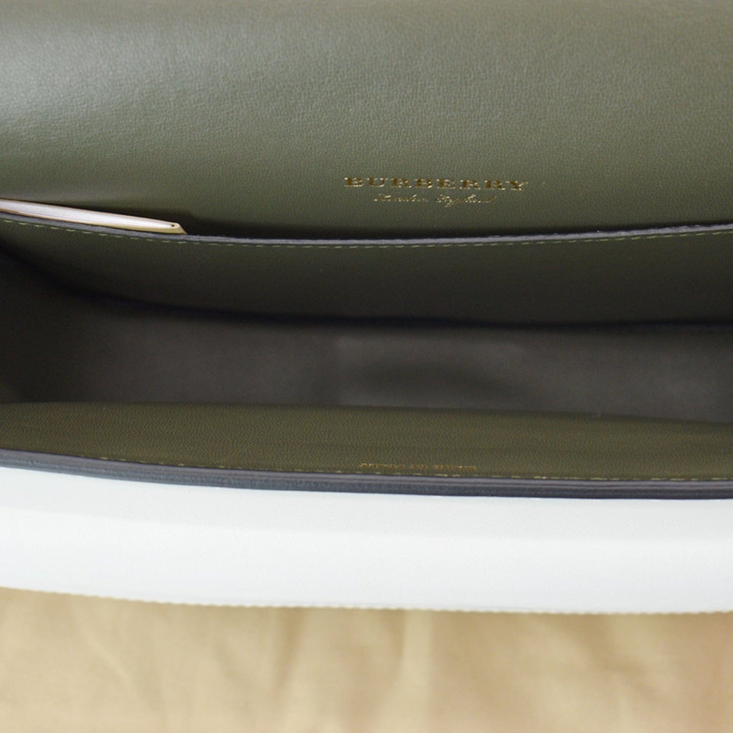BURBERRY Large Square Leather Satchel Bag White