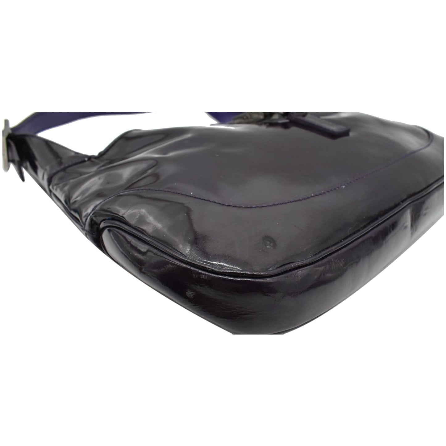 GUCCI Jackie Patent Leather Shoulder Bag Dark Purple 001-3306