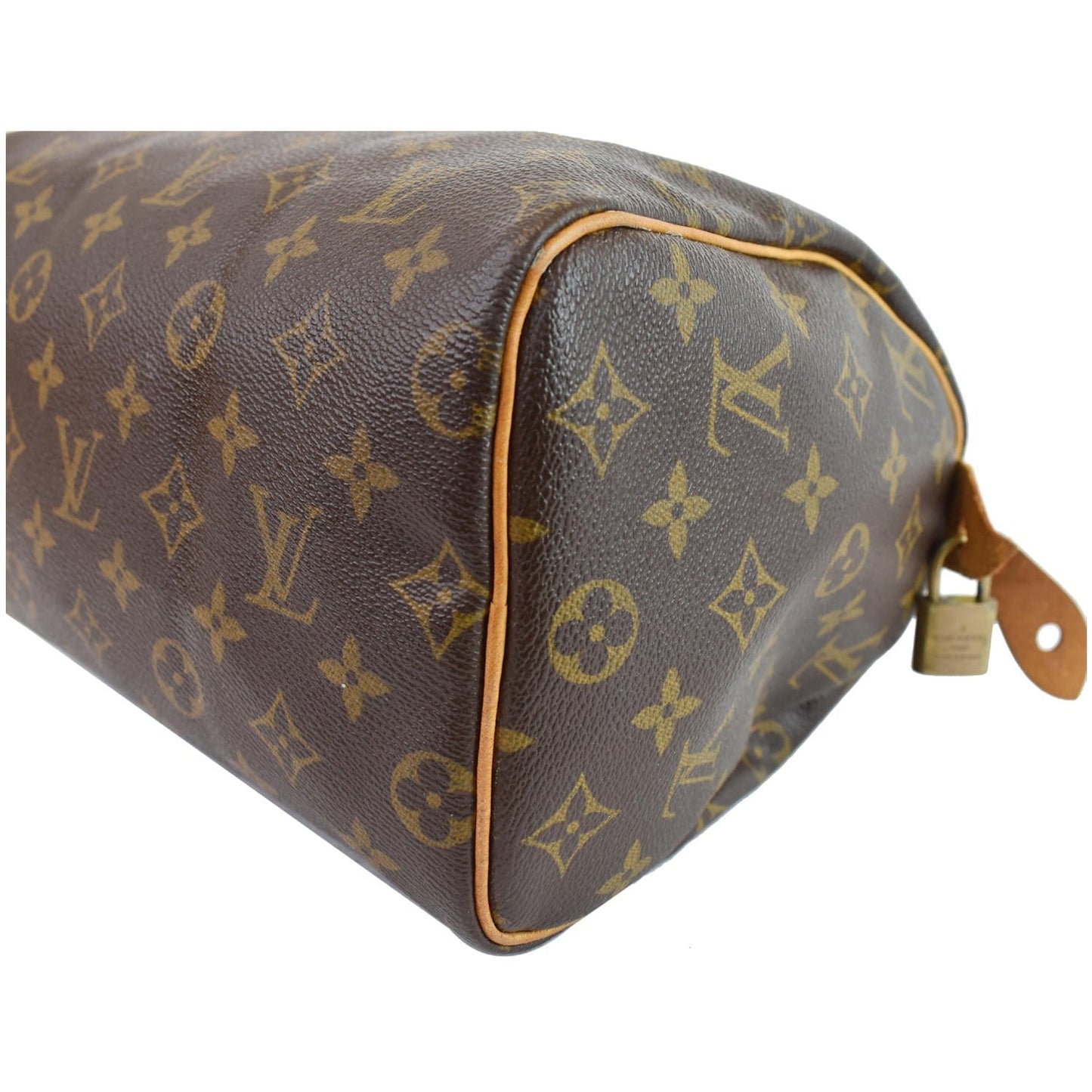 LOUIS VUITTON Speedy 25 Monogram Canvas Satchel Bag Brown