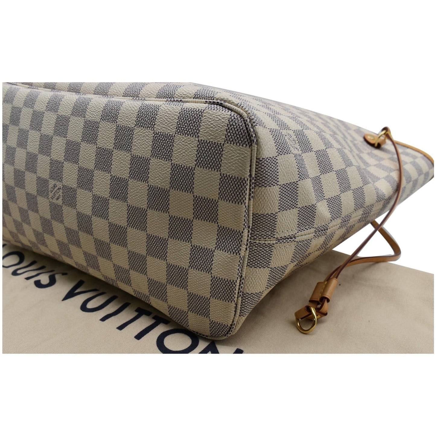 LOUIS VUITTON Neverfull MM Damier Azur Tote Bag Rose Ballerine