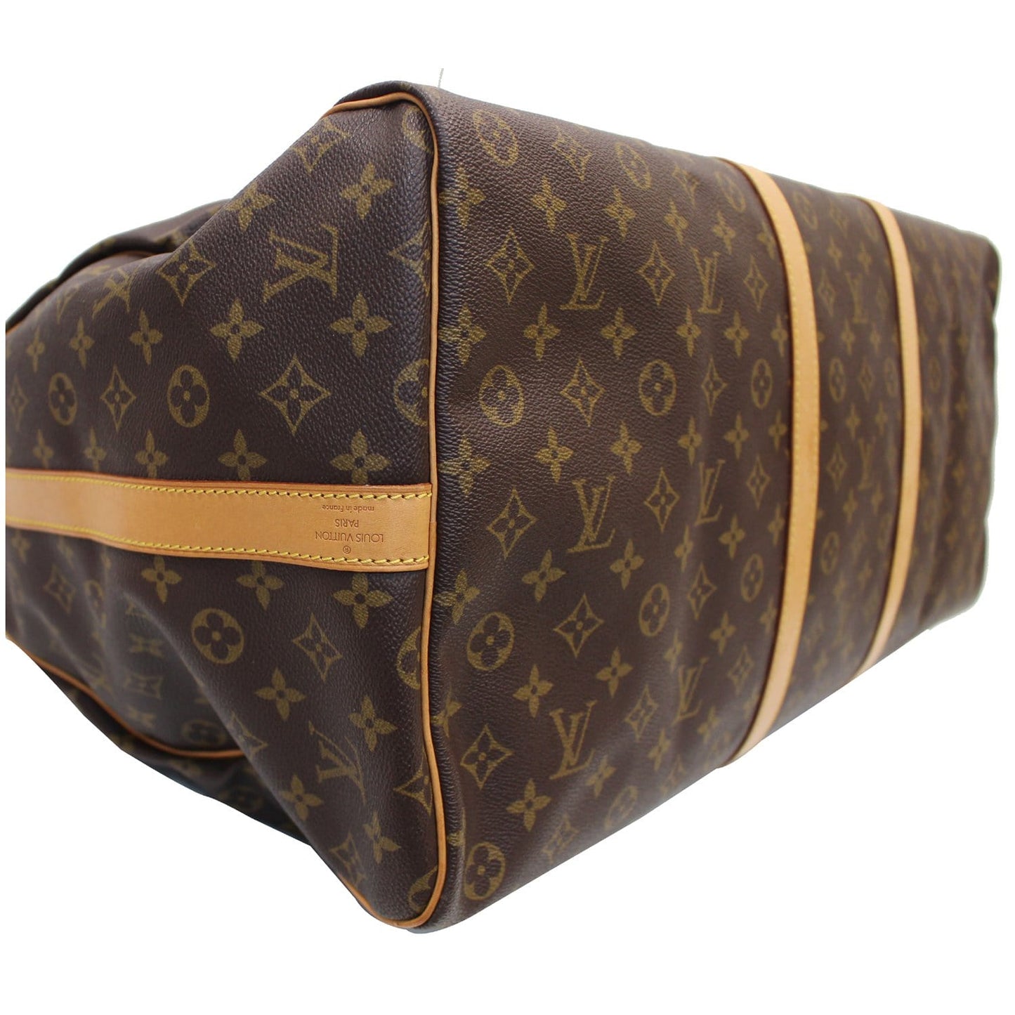 LOUIS VUITTON Keepall 60 Bandouliere Monogram Canvas Travel Bag Brown