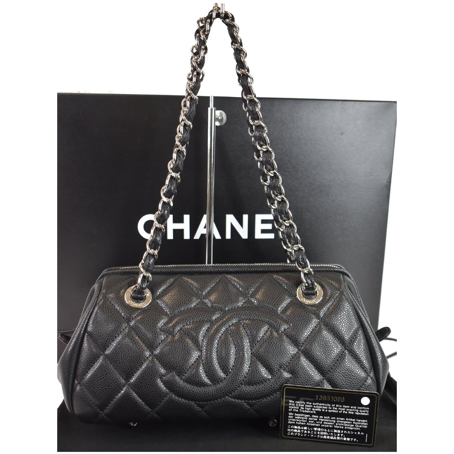 CHANEL Timeless CC Quilted Caviar Leather Small Chain Bowler Bag Black - 15% OFF
