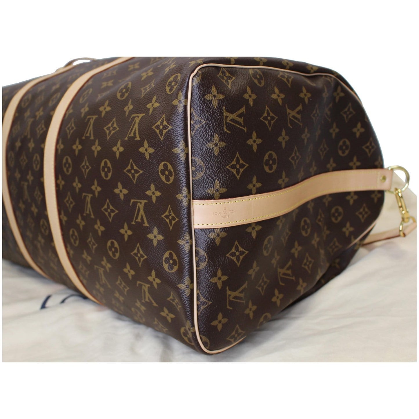 LOUIS VUITTON Keepall 60 Bandouliere Monogram Canvas Travel Bag Brown