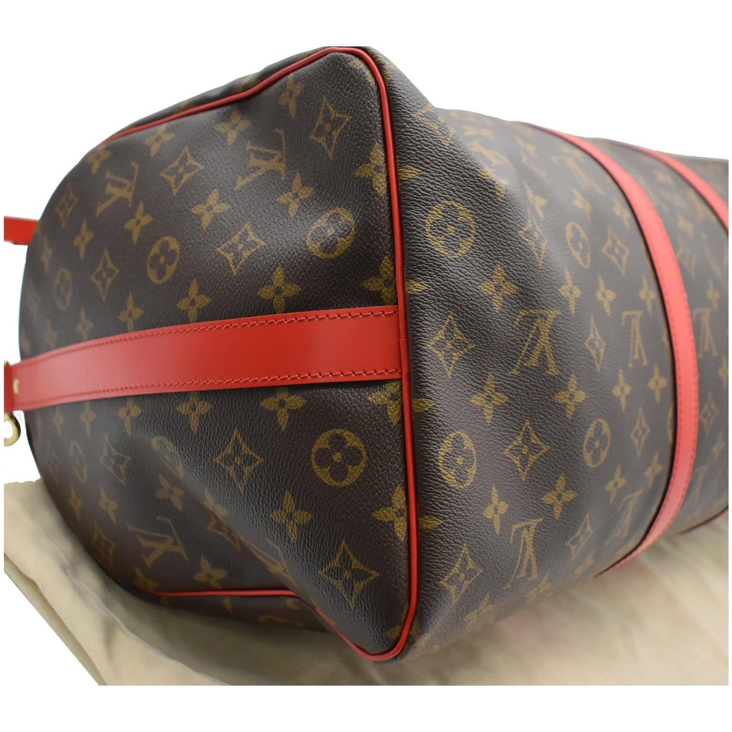 LOUIS VUITTON Keepall 50 Bandouliere Monogram Travel Bag Coquelicot