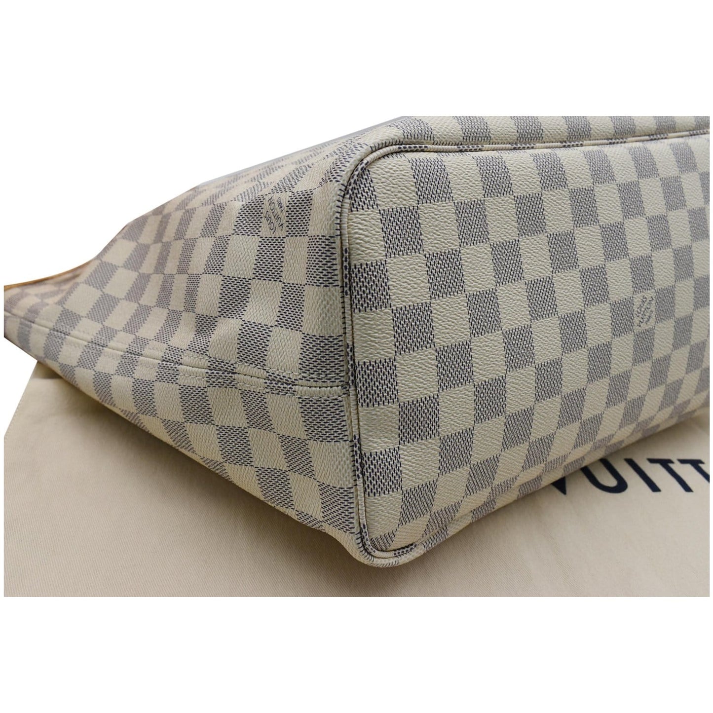 LOUIS VUITTON Neverfull MM Damier Azur Tote Bag Rose Ballerine