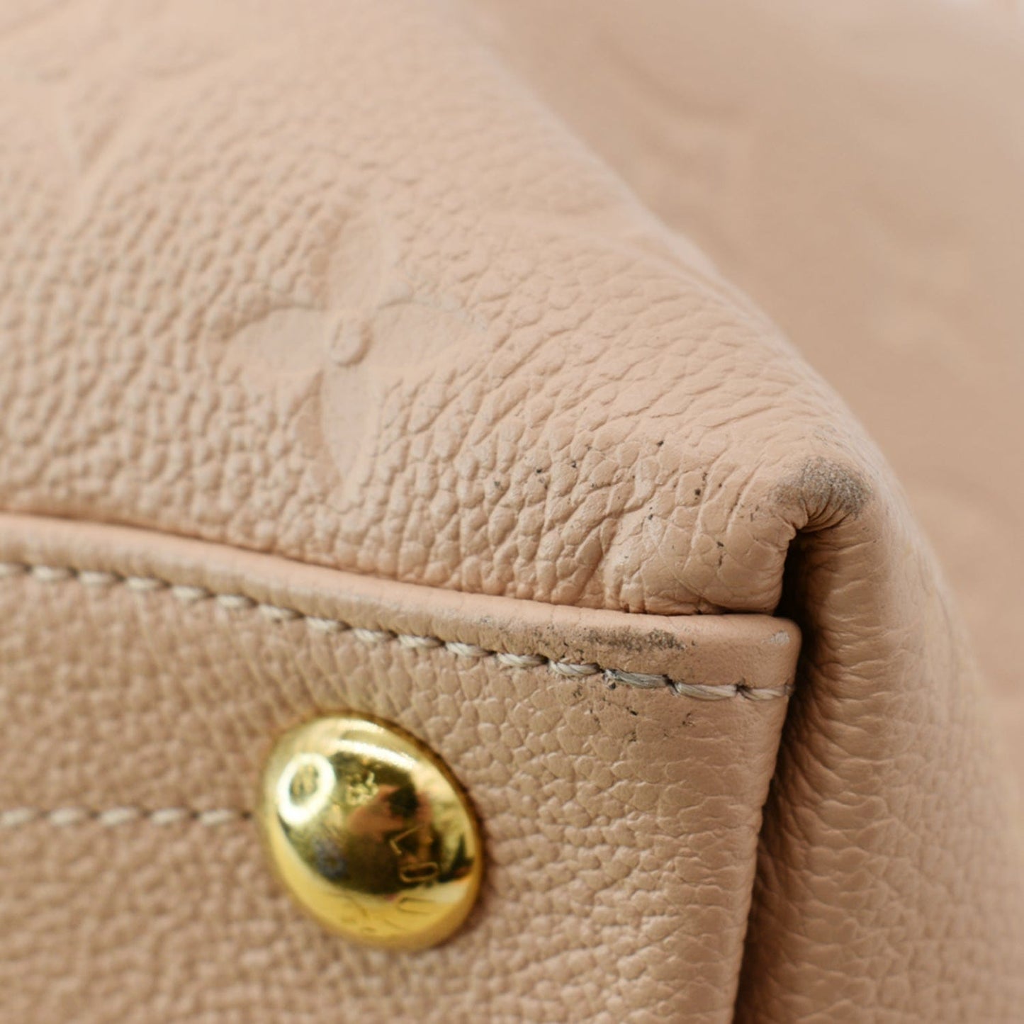 LOUIS VUITTON V MM Monogram Empreinte Tote Shoulder Bag Rose