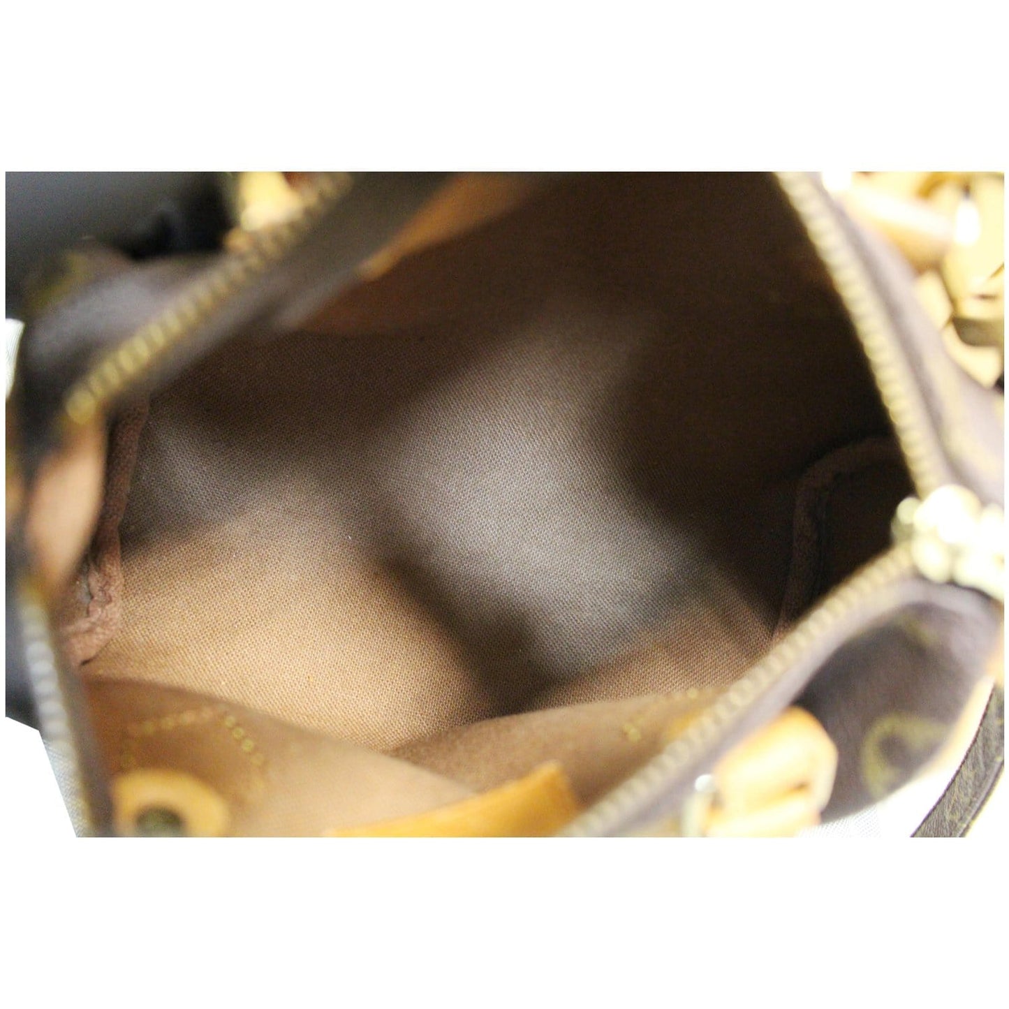 LOUIS VUITTON Mini Speedy Monogram Canvas Satchel Bag Brown