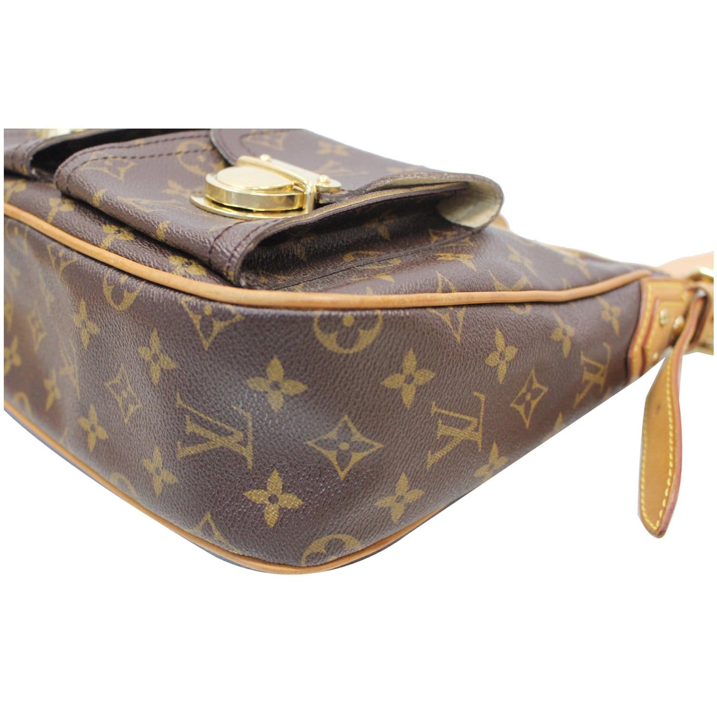 LOUIS VUITTON Hudson GM Monogram Canvas Shoulder Bag Brown