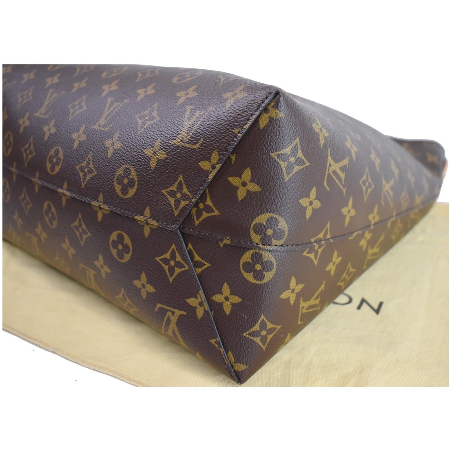 LOUIS VUITTON Flower Monogram Canvas Shoulder Hobo Bag Brown