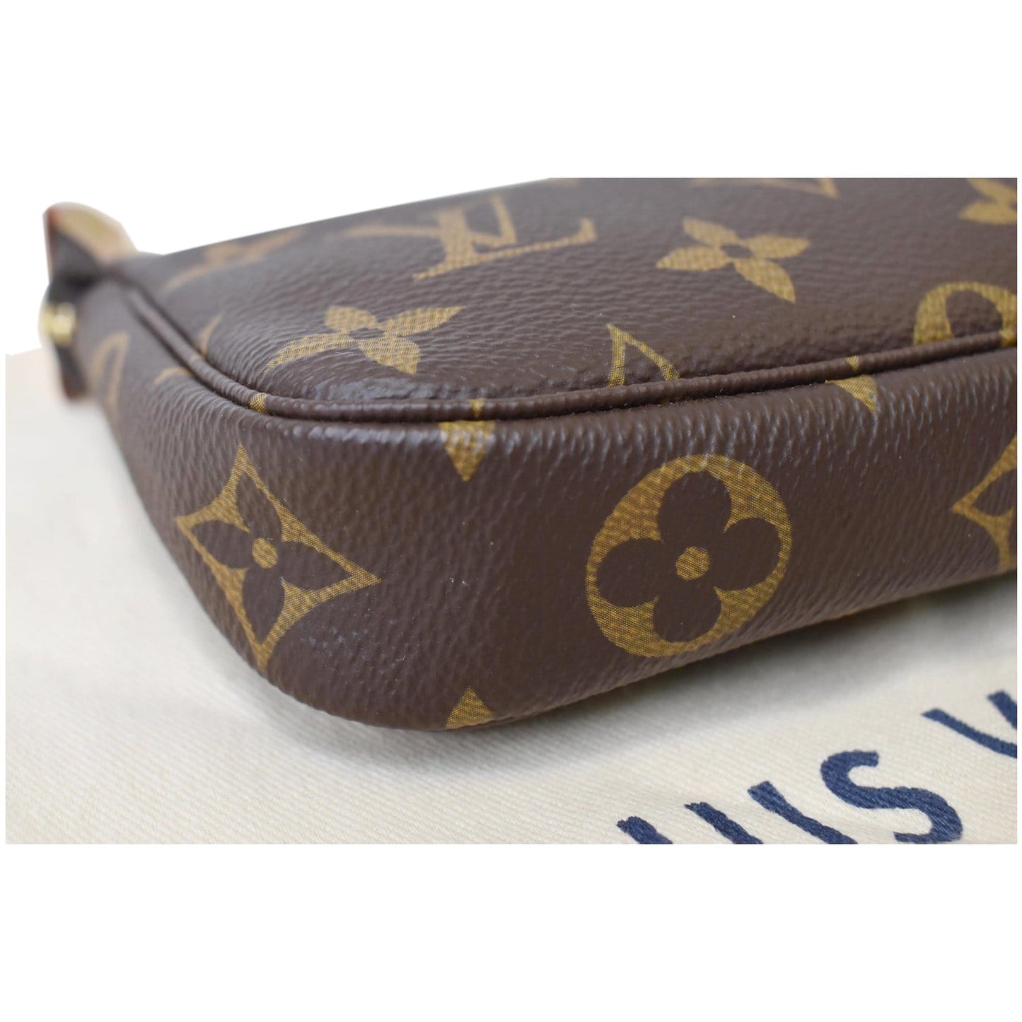 LOUIS VUITTON Mini Pochette Monogram Canvas Accessories Pouch Brown