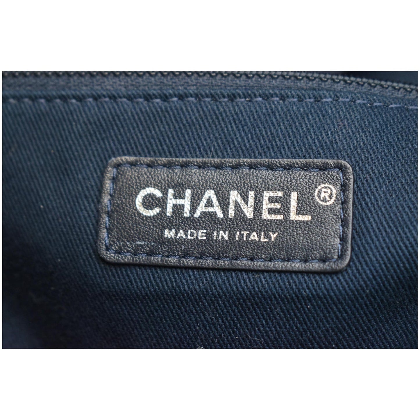 CHANEL Deauville Large Denim Shopping Tote Bag Dark Blue