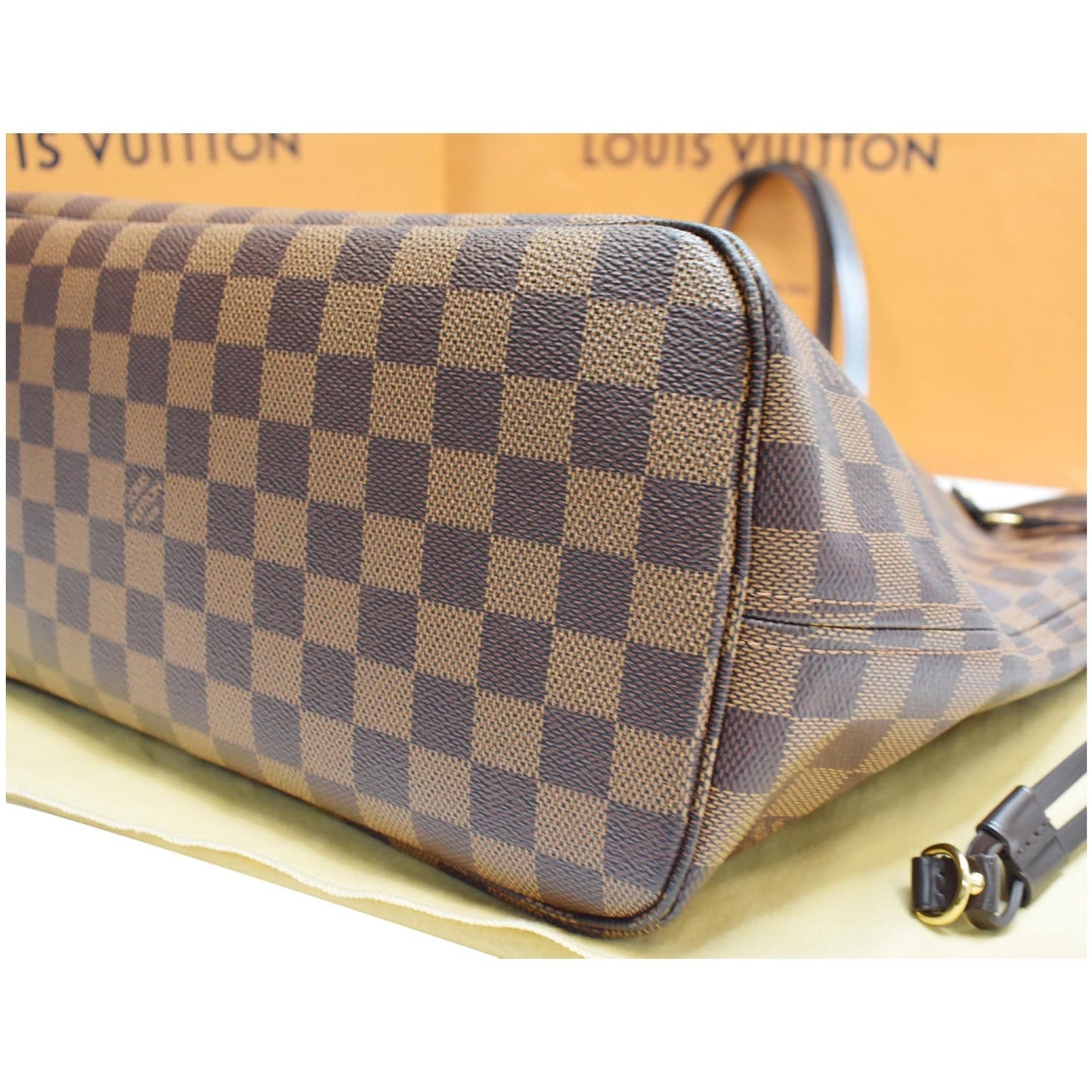 LOUIS VUITTON Neverfull MM Damier Ebene Tote Shoulder Bag Brown