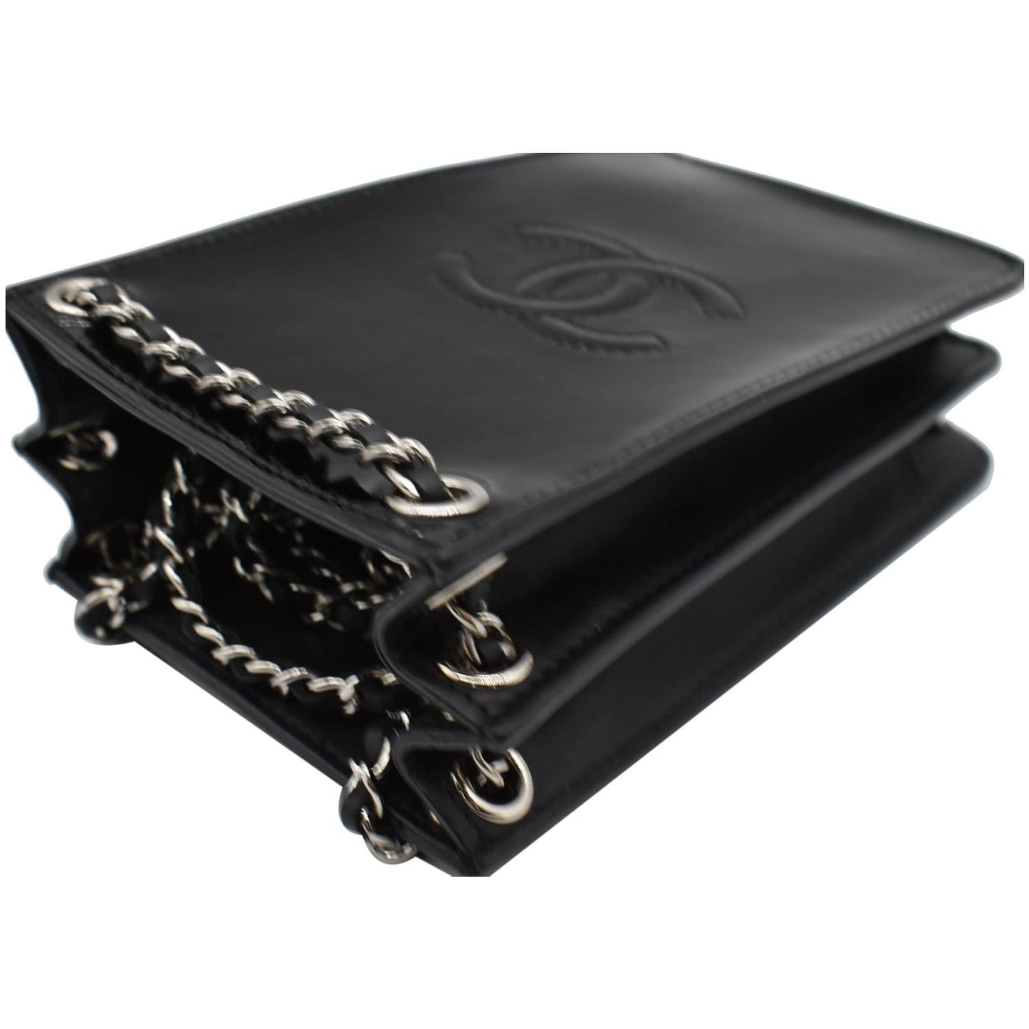 CHANEL O-Phone Holder Patent Leather Crossbody Bag Black
