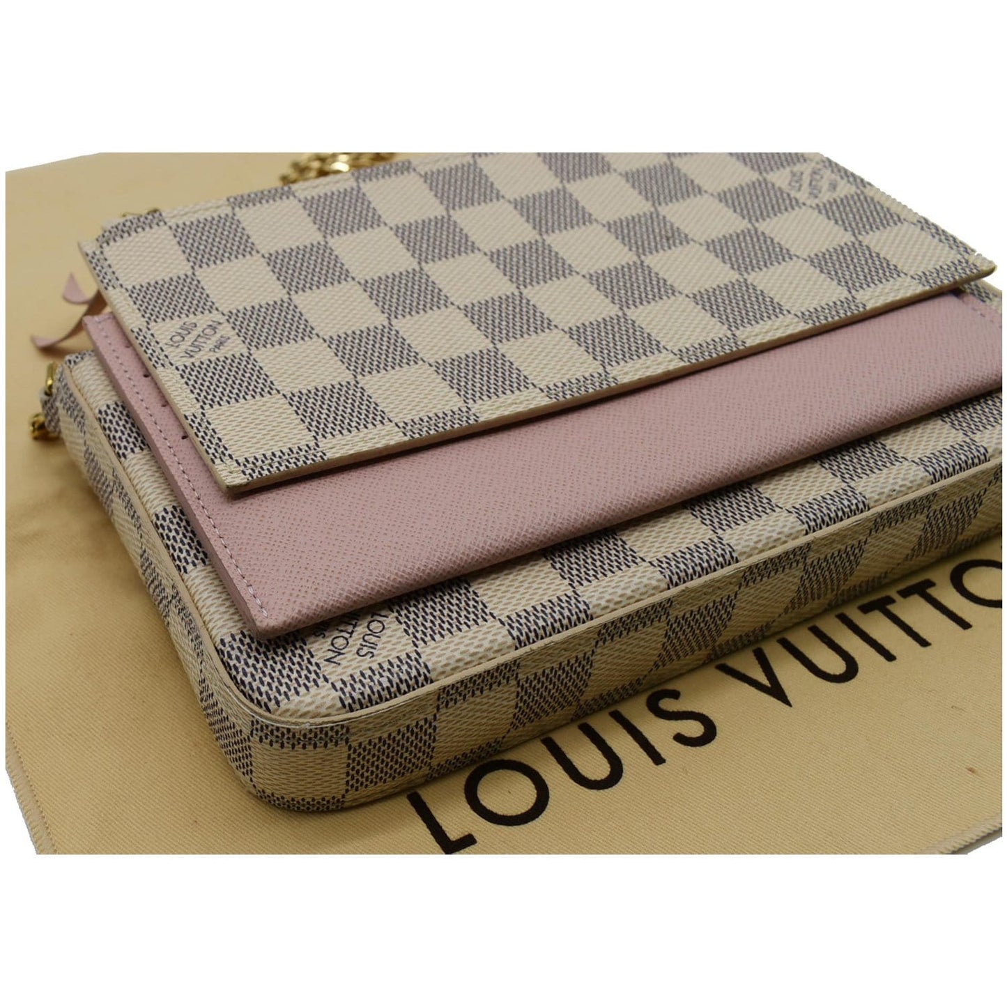LOUIS VUITTON Felicie Pochette Damier Azur Crossbody Bag White