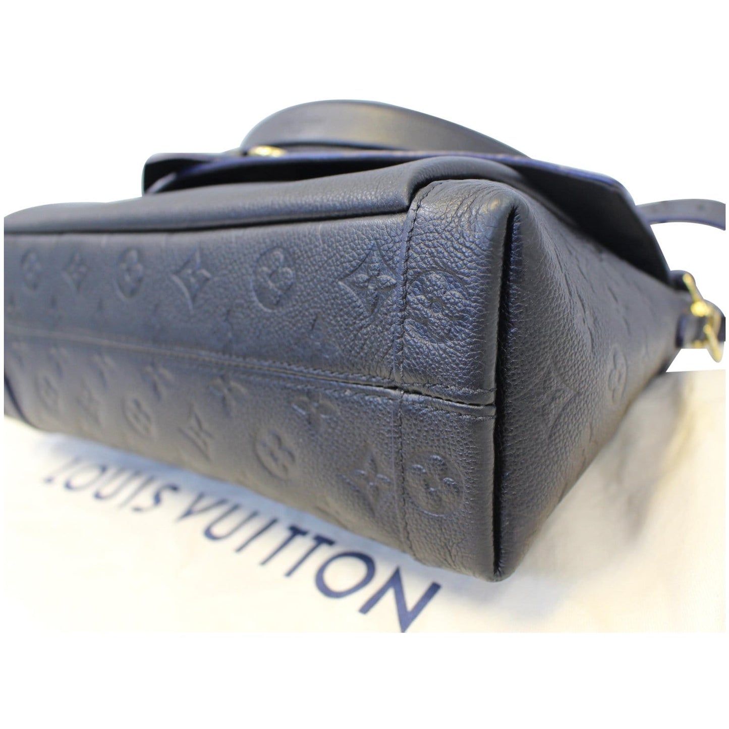 LOUIS VUITTON Blanche MM Empreinte Leather Shoulder Bag Black