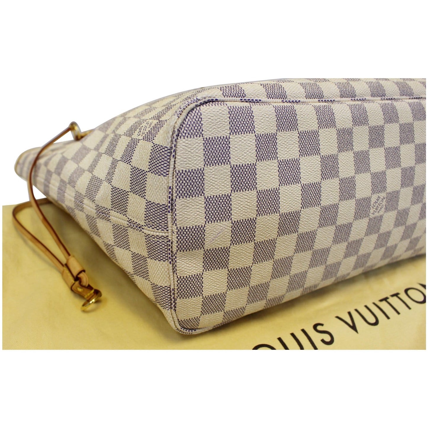 LOUIS VUITTON Neverfull MM Damier Azur Tote Shoulder Bag White