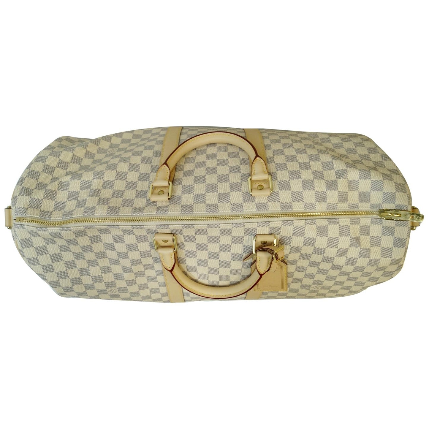 LOUIS VUITTON Keepall 55 Bandouliere Damier Azur Travel Bag White