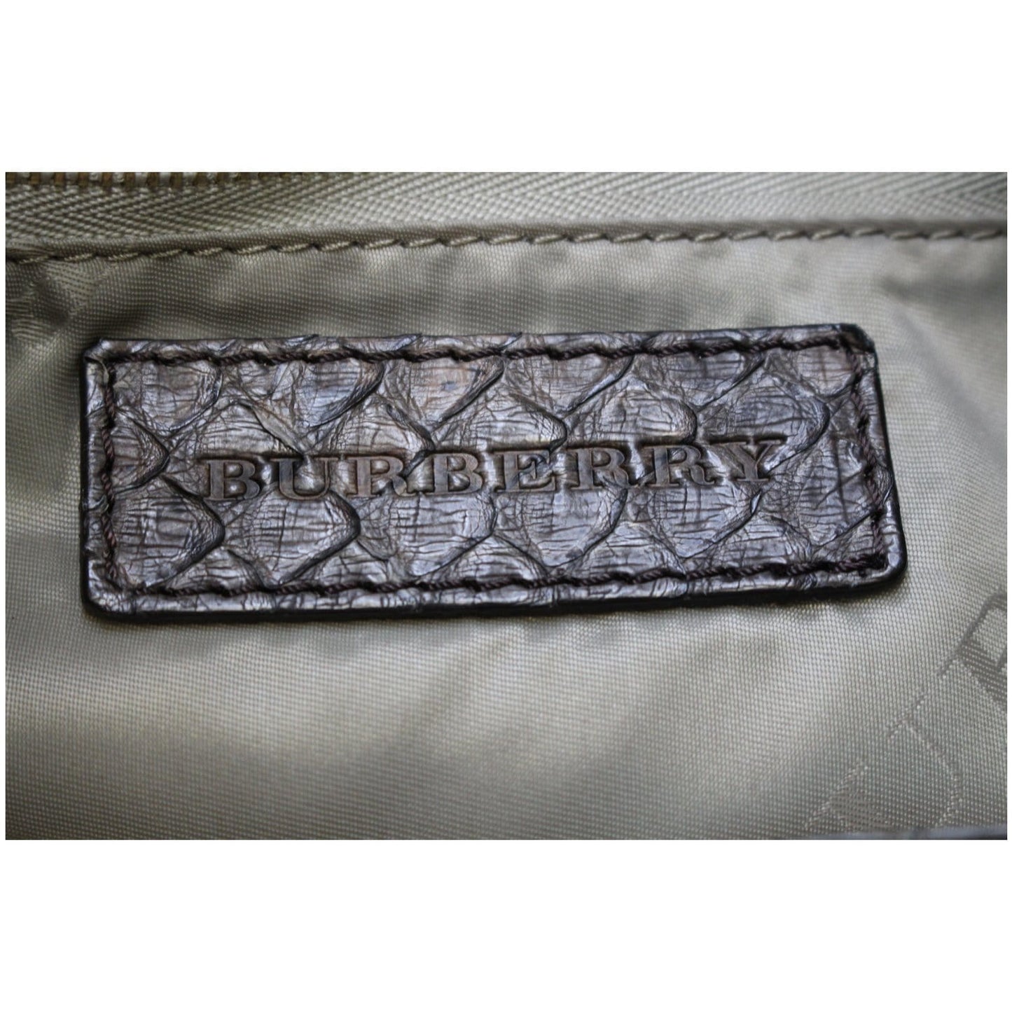 BURBERRY Large Python Leather Tote Shoulder Bag Brown
