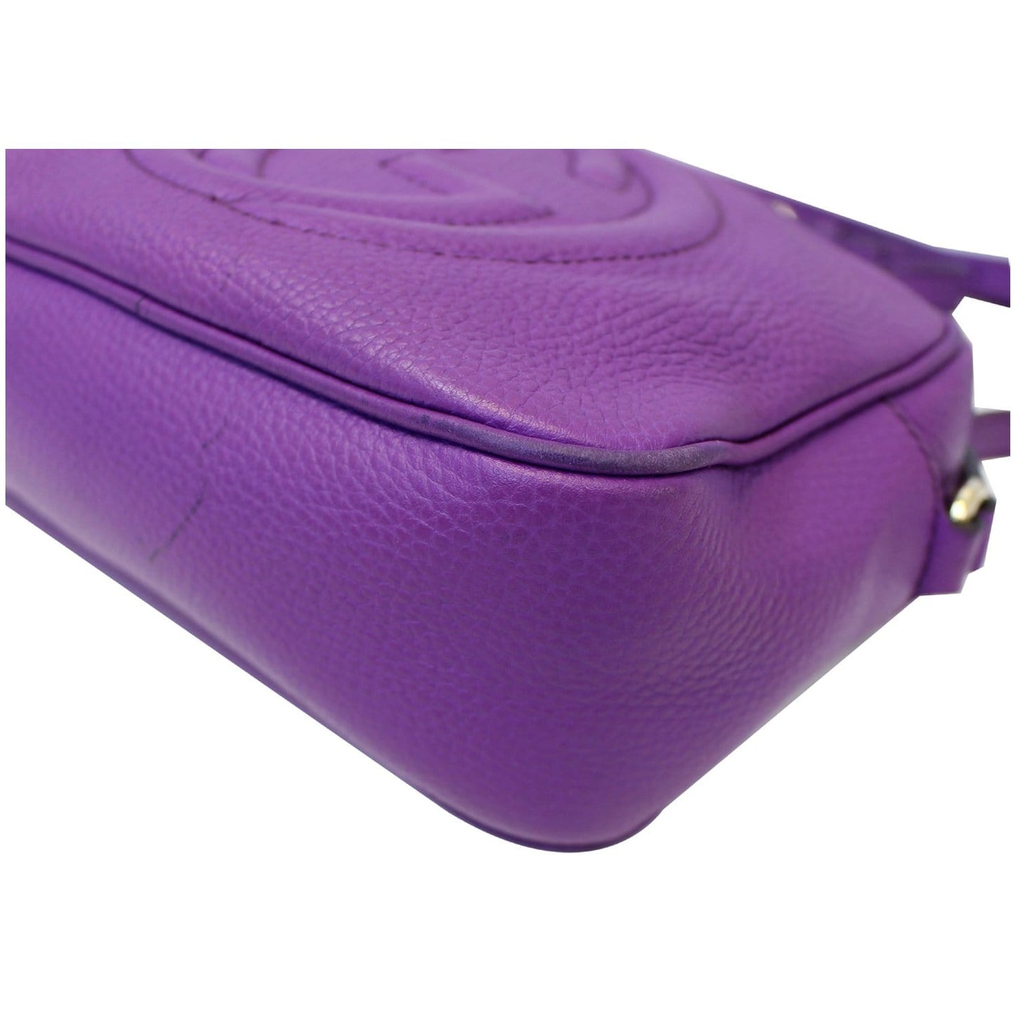 GUCCI Soho Disco Pebbled Leather Small Crossbody Bag 308364 Purple