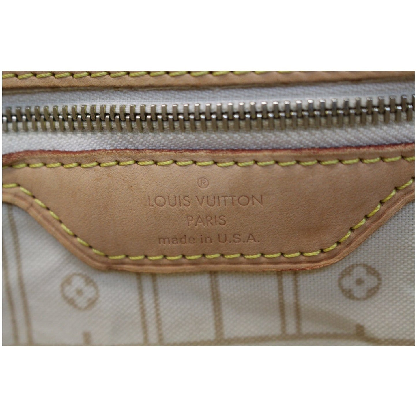 LOUIS VUITTON Neverfull MM Damier Azur Tote Shoulder Bag White