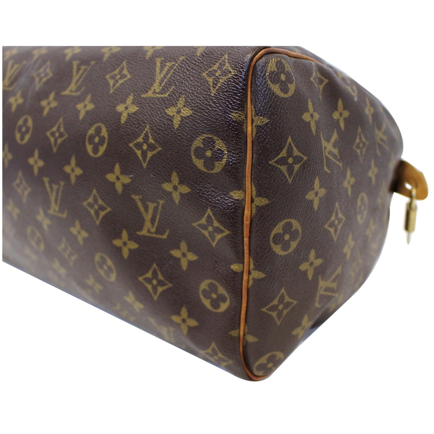LOUIS VUITTON Speedy 35 Monogram Canvas Satchel Handbag Brown