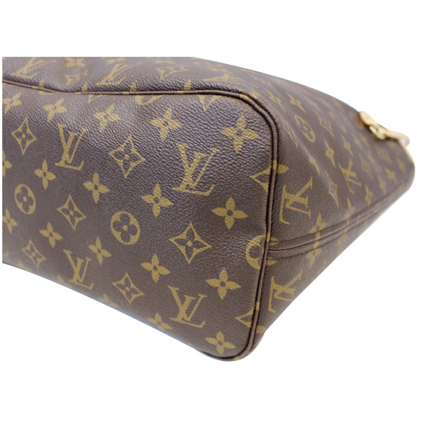 LOUIS VUITTON Neverfull MM Monogram Canvas Tote Bag Brown/Red