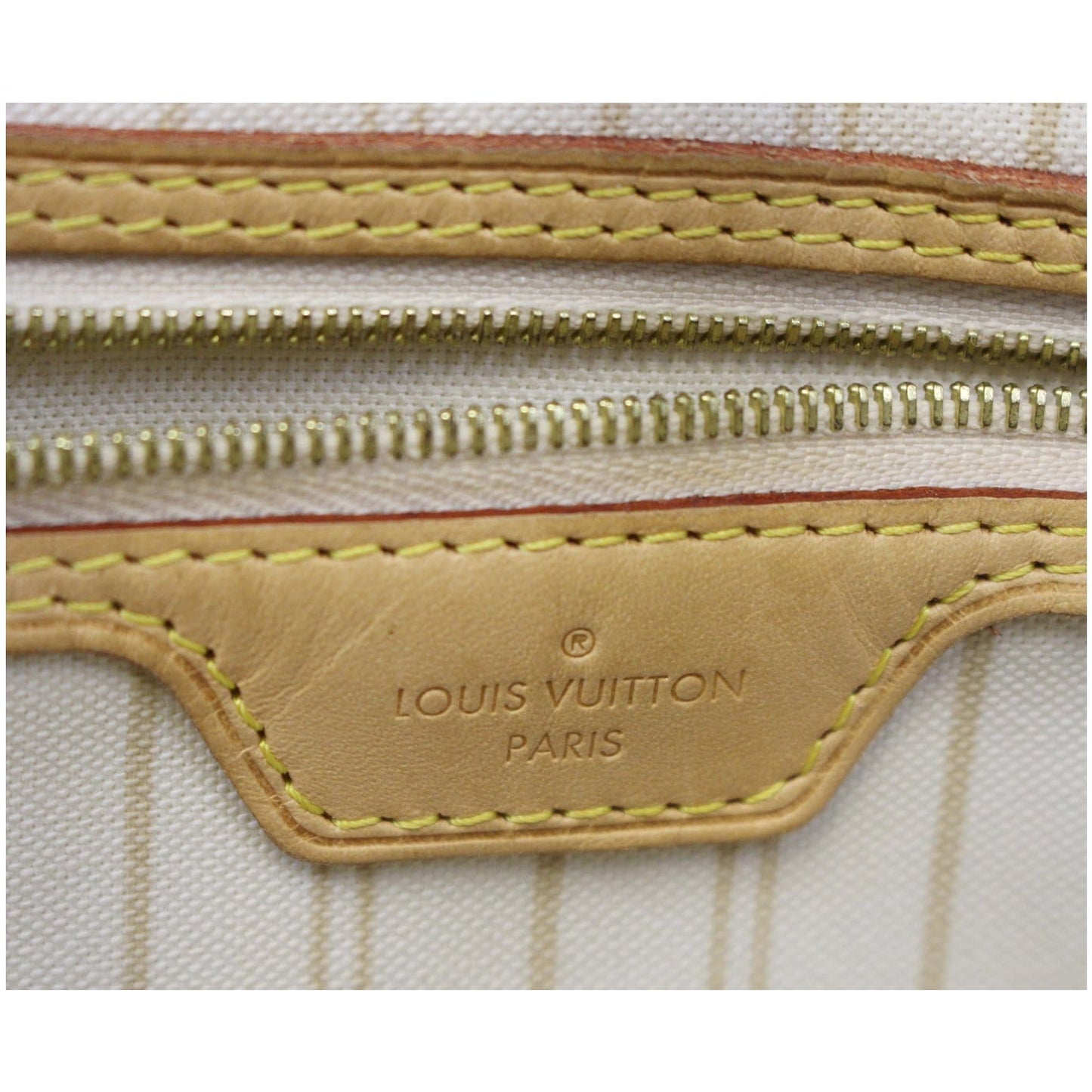 LOUIS VUITTON Neverfull GM Damier Azur Tote Shoulder Bag White