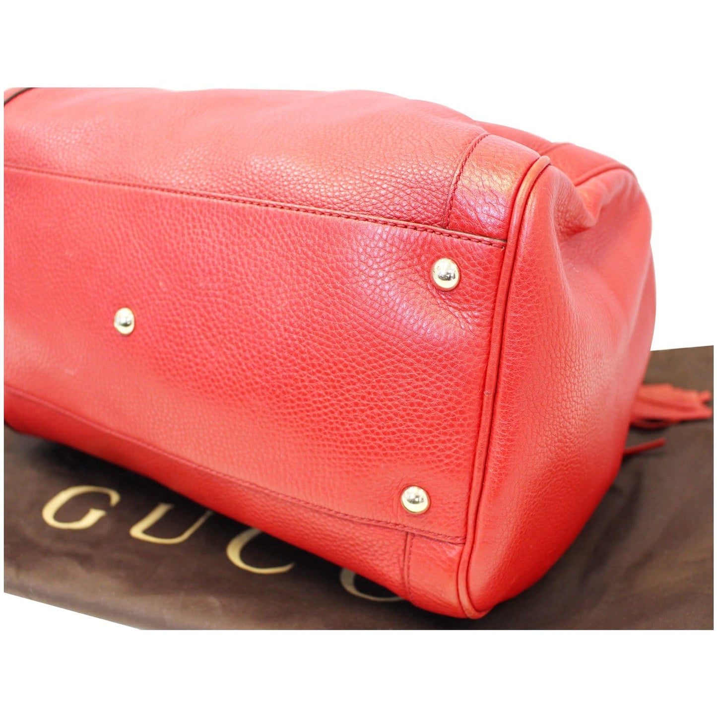 GUCCI Red Leather Soho Boston Bag
