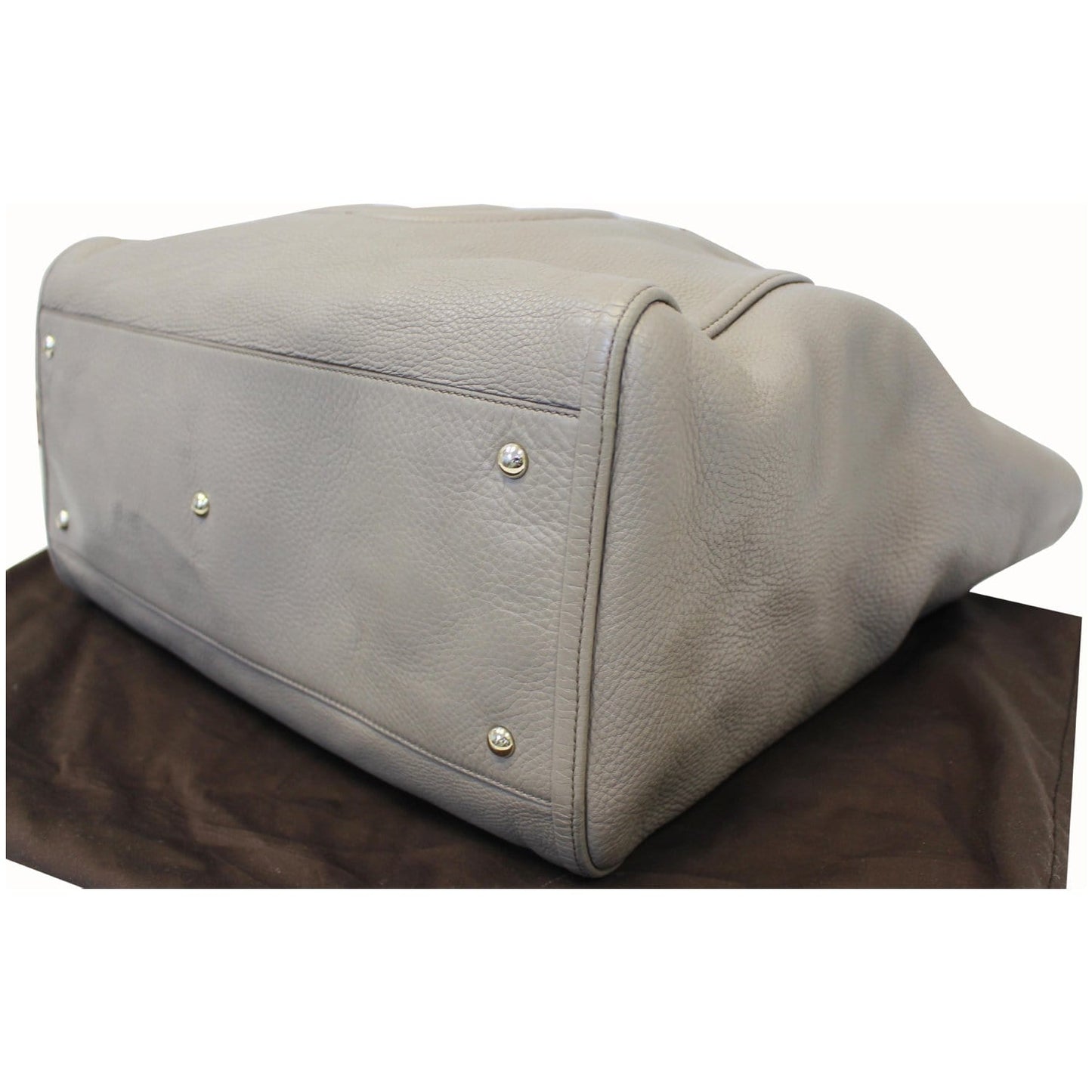 GUCCI Soho Pebbled Leather Large Tote Shoulder Bag Taupe