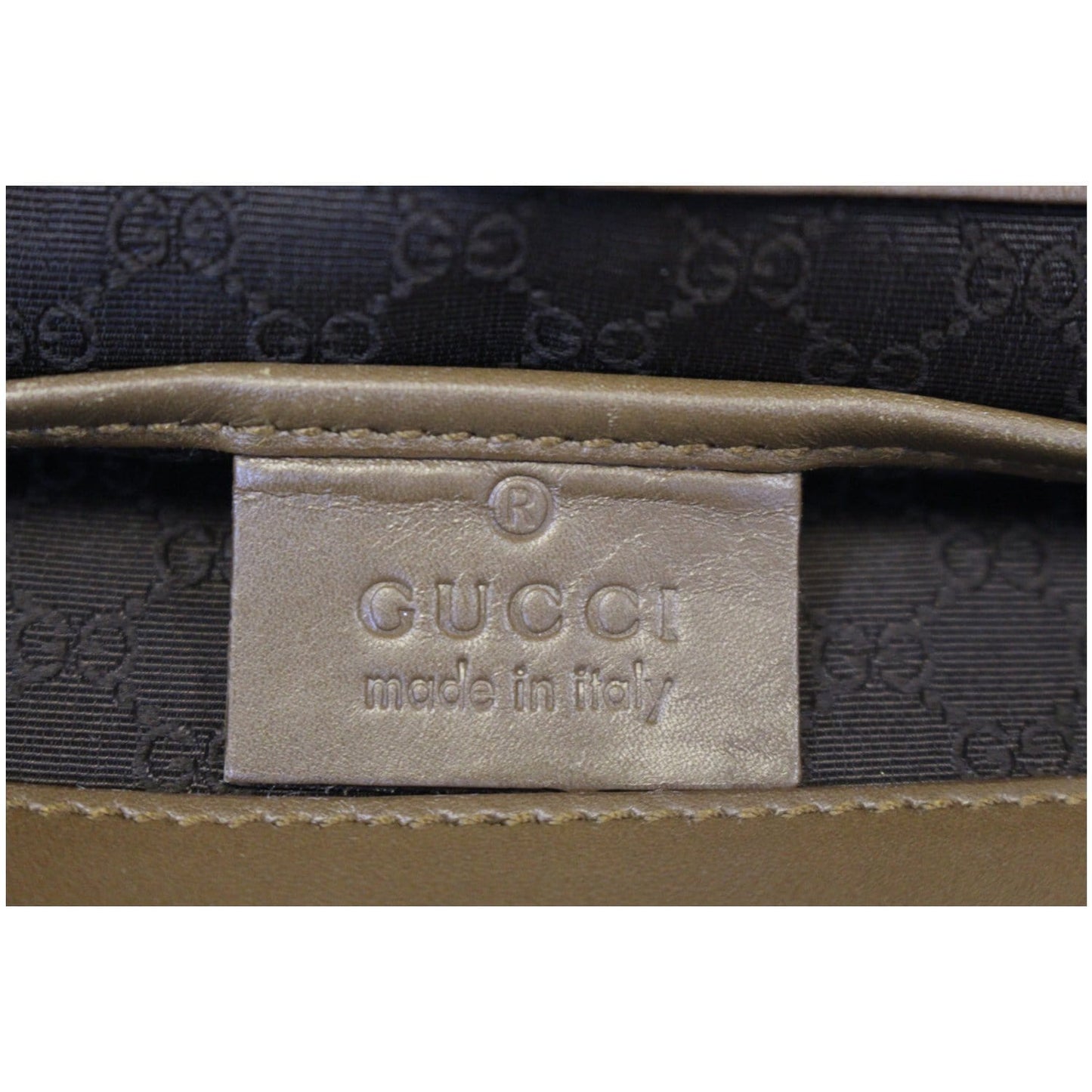 GUCCI Brown Leather Topstitch Shoulder Bag