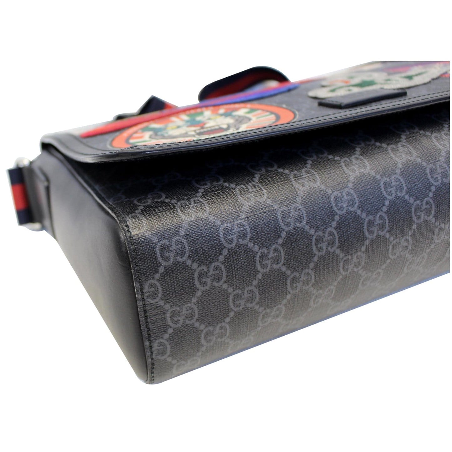 GUCCI  Night Courrier GG Supreme Flap Messenger Bag Black/Grey 474138