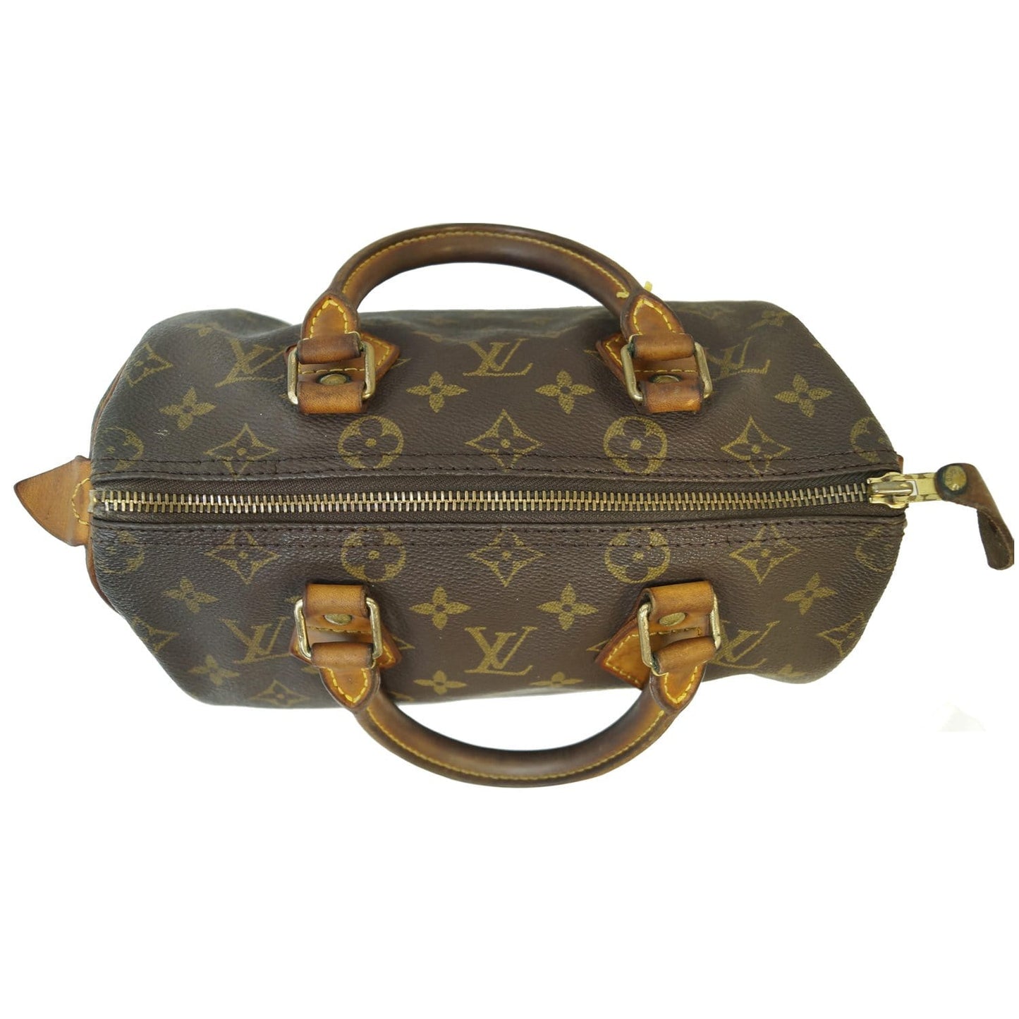 LOUIS VUITTON Speedy 25 Monogram Canvas Satchel Bag Brown