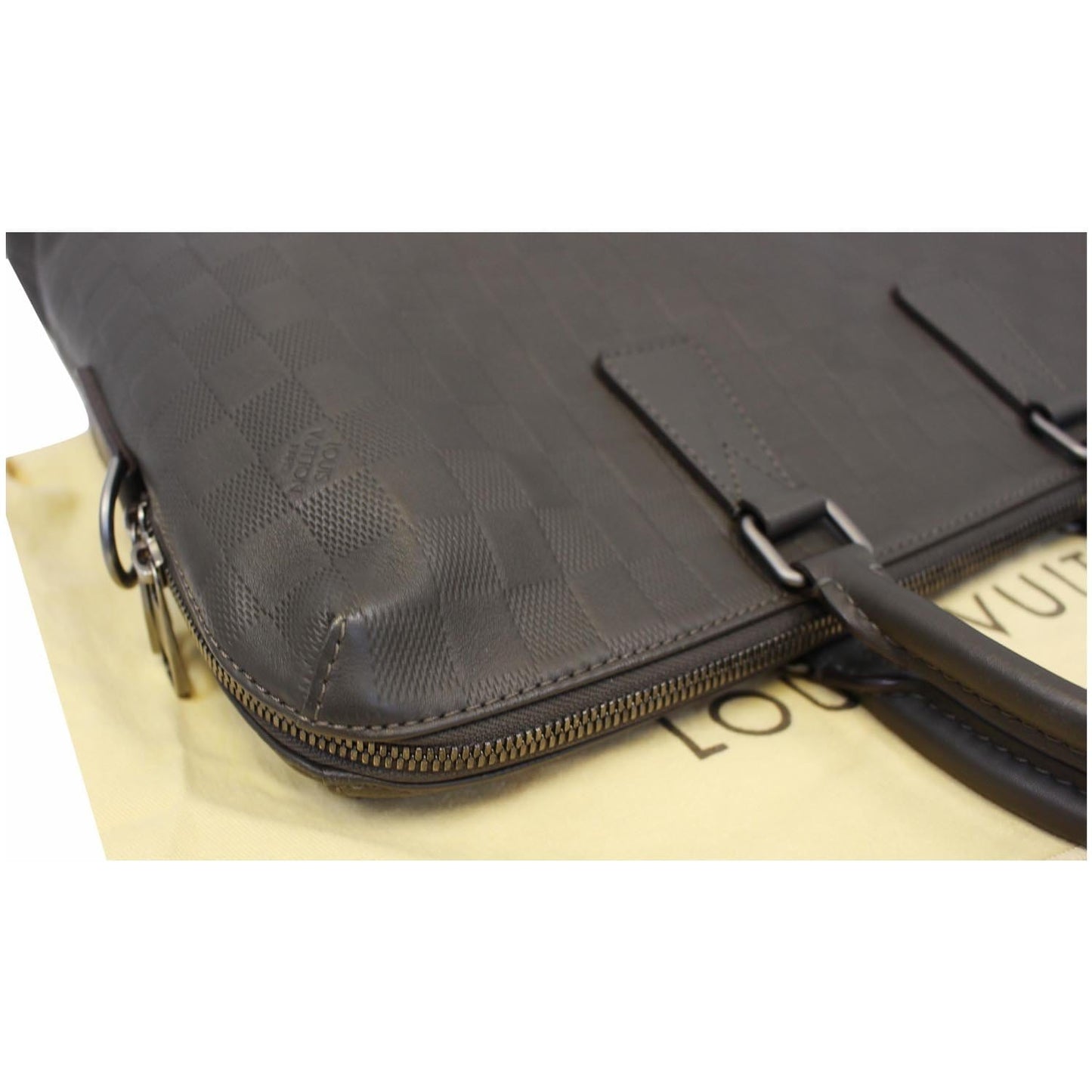 LOUIS VUITTON Porte-Documents Jour Damier Infini Leather Shoulder Bag Grey